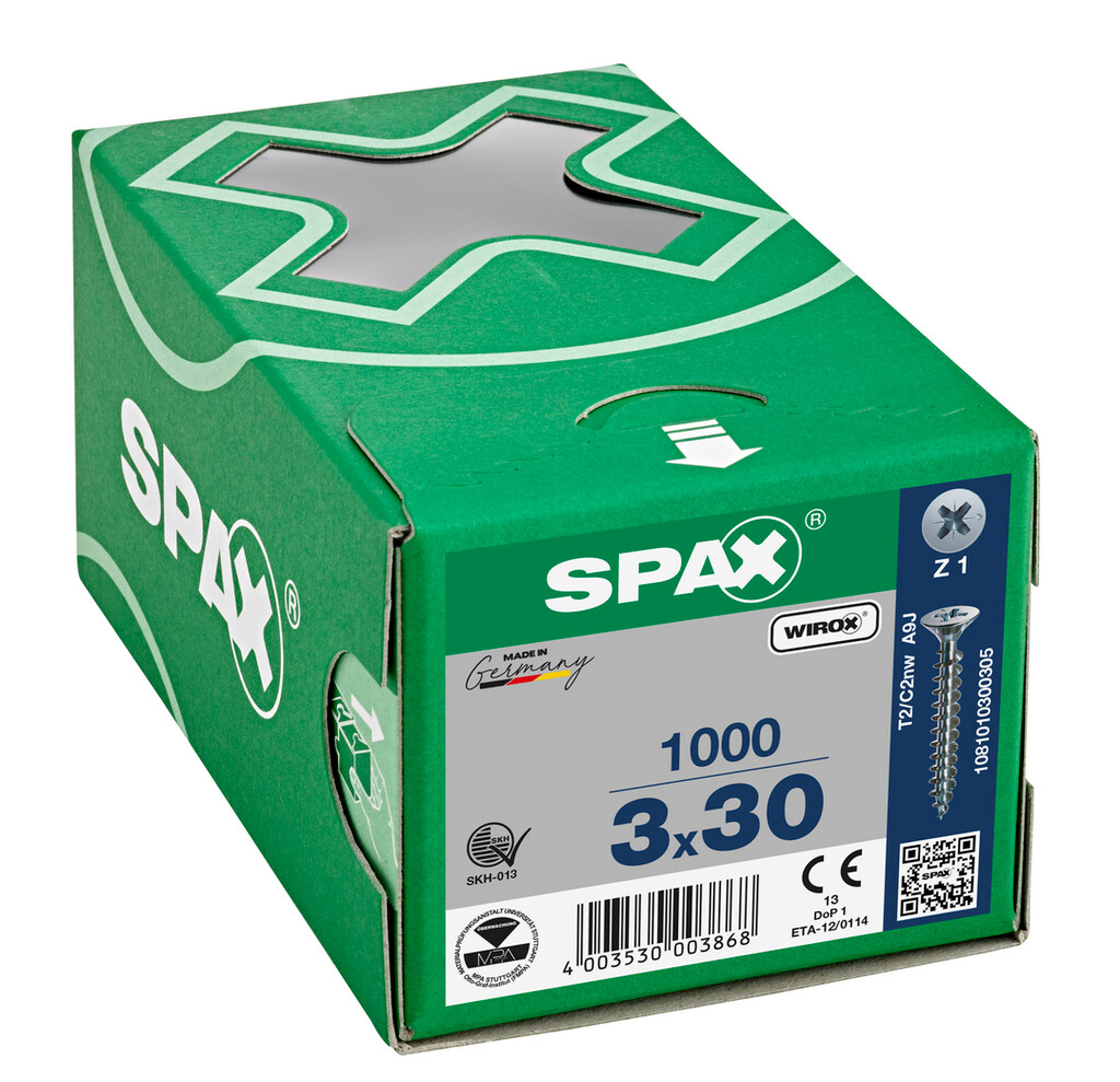 SPAX-S VIS 3.0X30 ZINGUE POZ TF 
