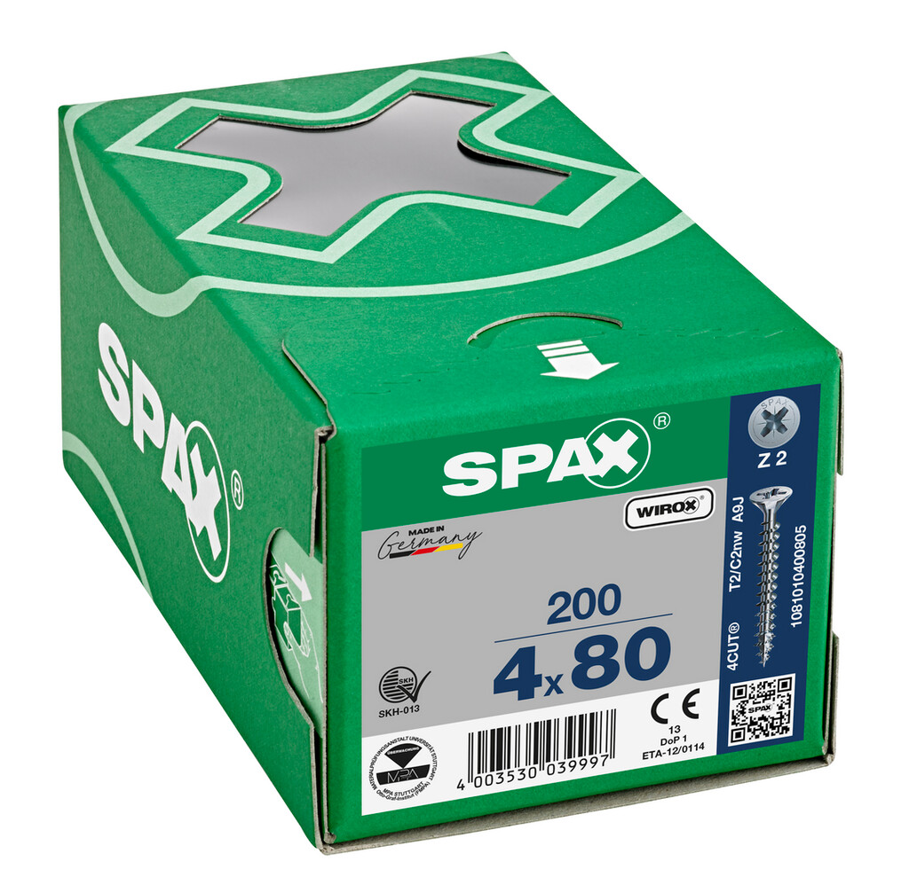 SPAX-S VIS 4.0X80 ZINGUE POZ TF 