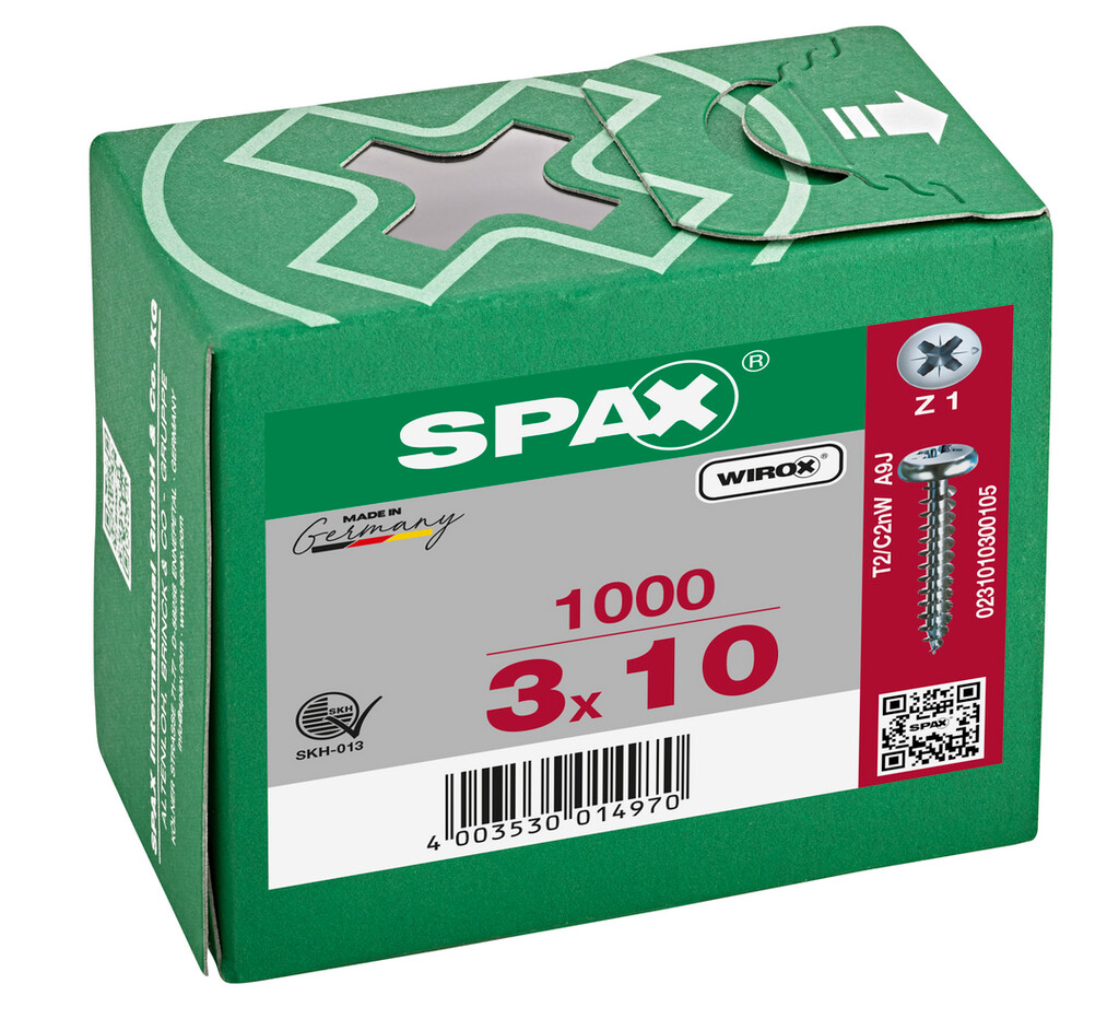 SPAX-S VIS 3.0X10 ZINGUE POZ PAN 