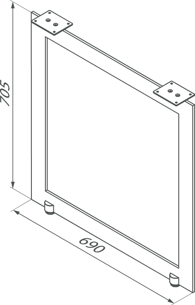 TAFELPOOT MILANO VR AANBOUWTAFEL RVS 690X700MM