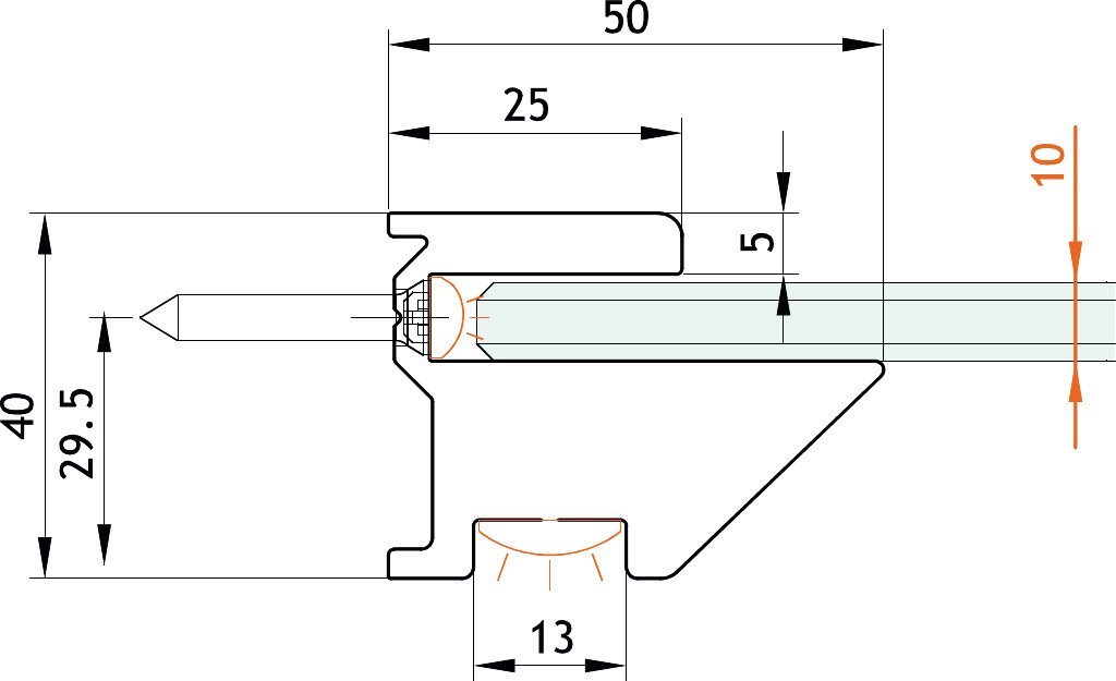 REGTER RVS LOOK VOOR GLASDIKTE 10MM L.3000MM