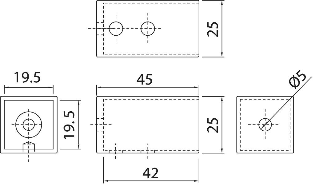 STANG MUURBEVESTIGING VOOR GLAS 6/10MM CHROOM