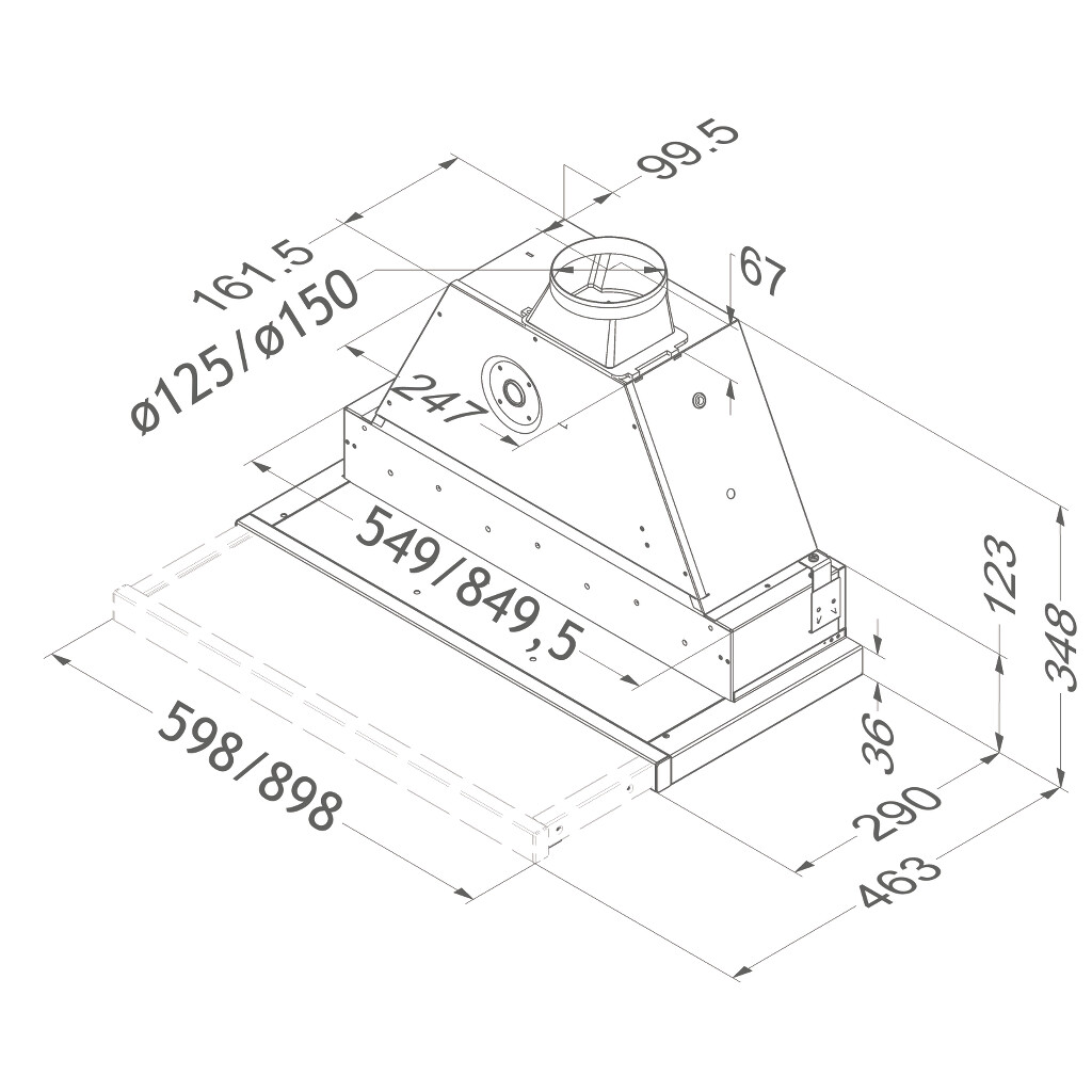 NOVY TELESCOPISCHE DAMPKAP 90CM RVS KNOP