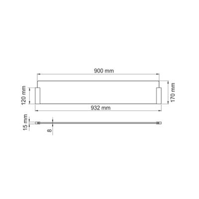 BESCHERMING EILAND GLAS /ZWART TE BOREN 900MM