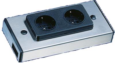 DUBBEL STOPCONTACT NL-D-L RVS IN/OUT CONNECTOR