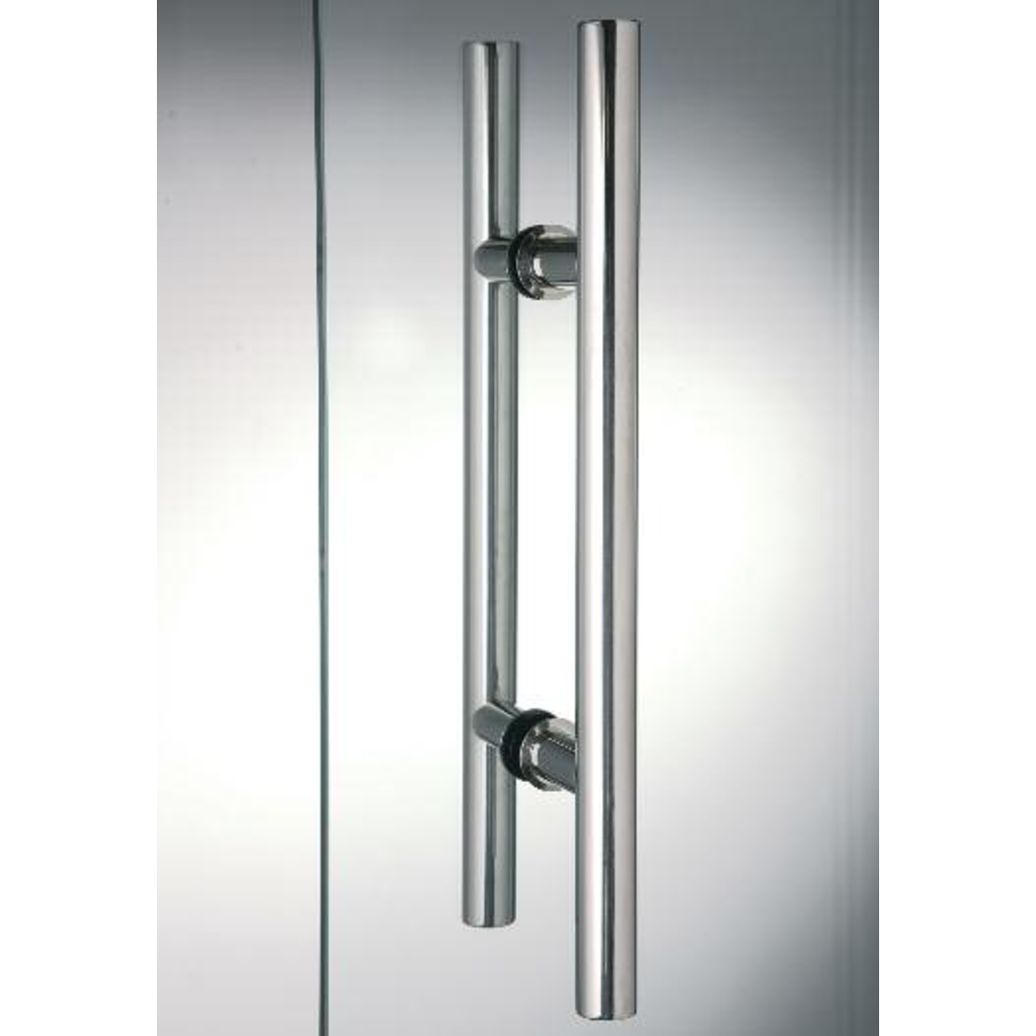 Paar ronde deurgrepen, voor 6/17.5 mm glas, B25 L500, glanzend rvs