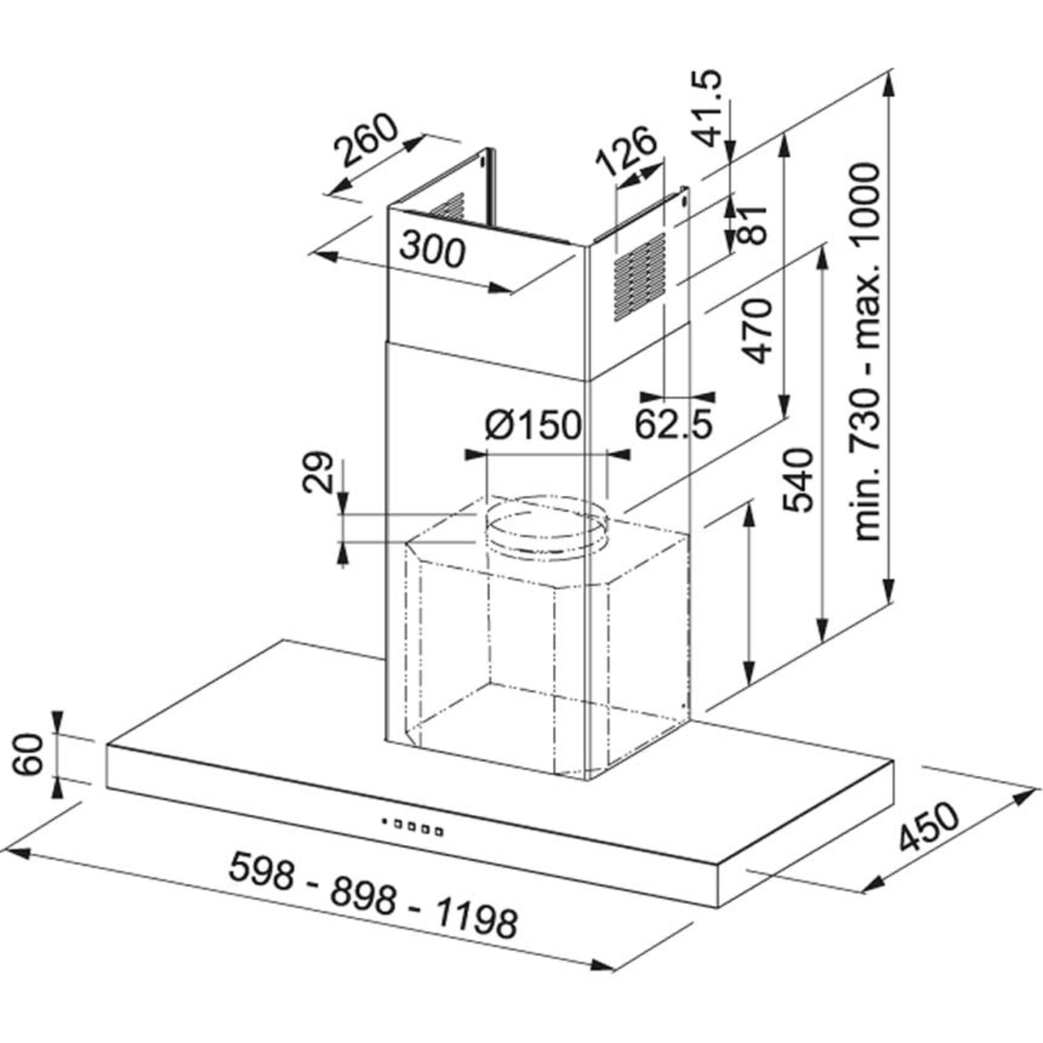 Format - Wanddampkap / 600 mm / RVS