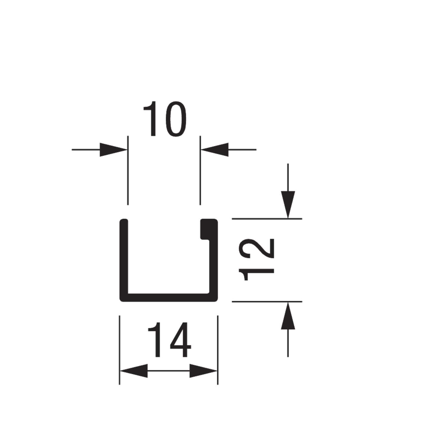Profil-U horizontal PRU10V Terra 4m alu blanc  