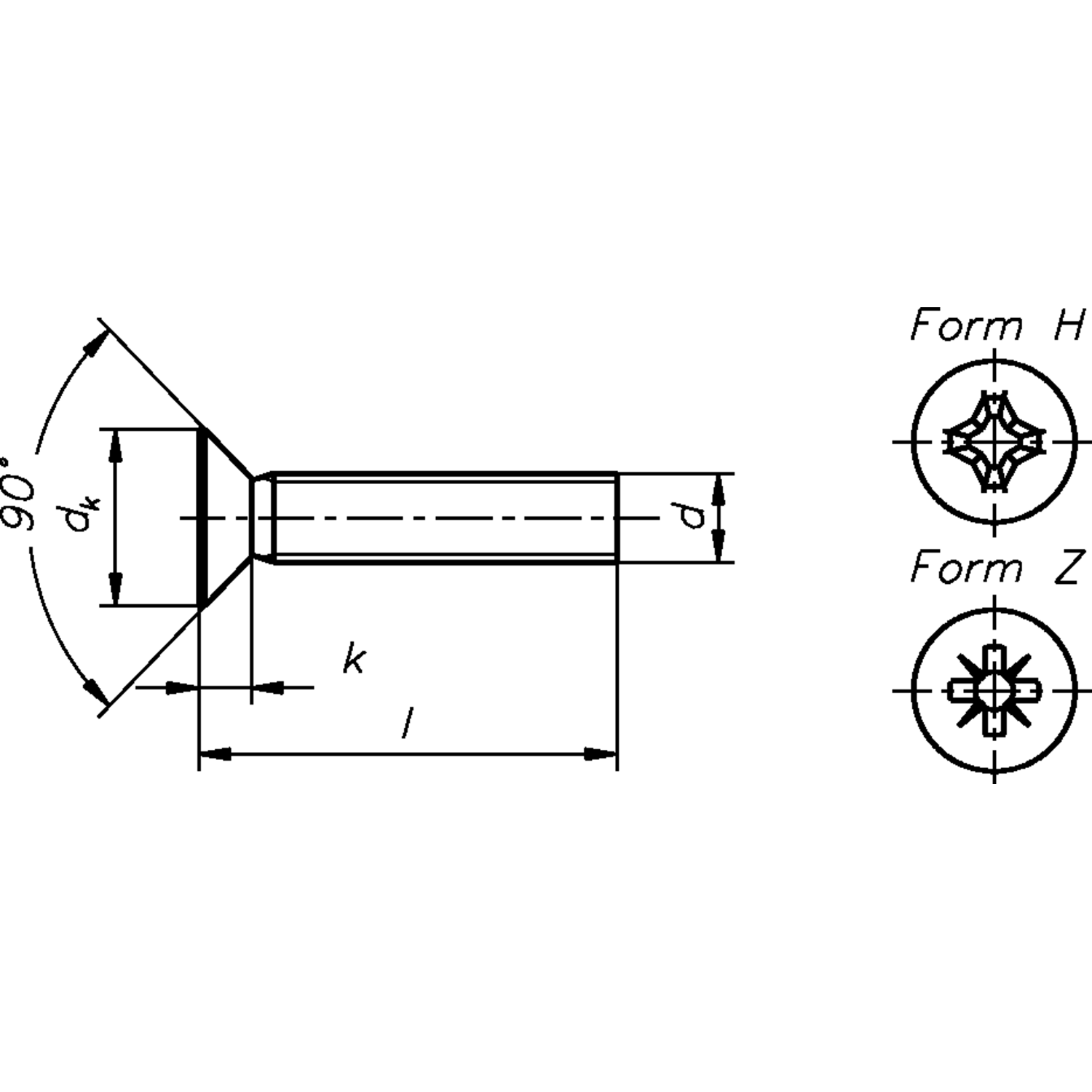 Metaalvijs M4 DIN 965 20mm verzinktonken kop