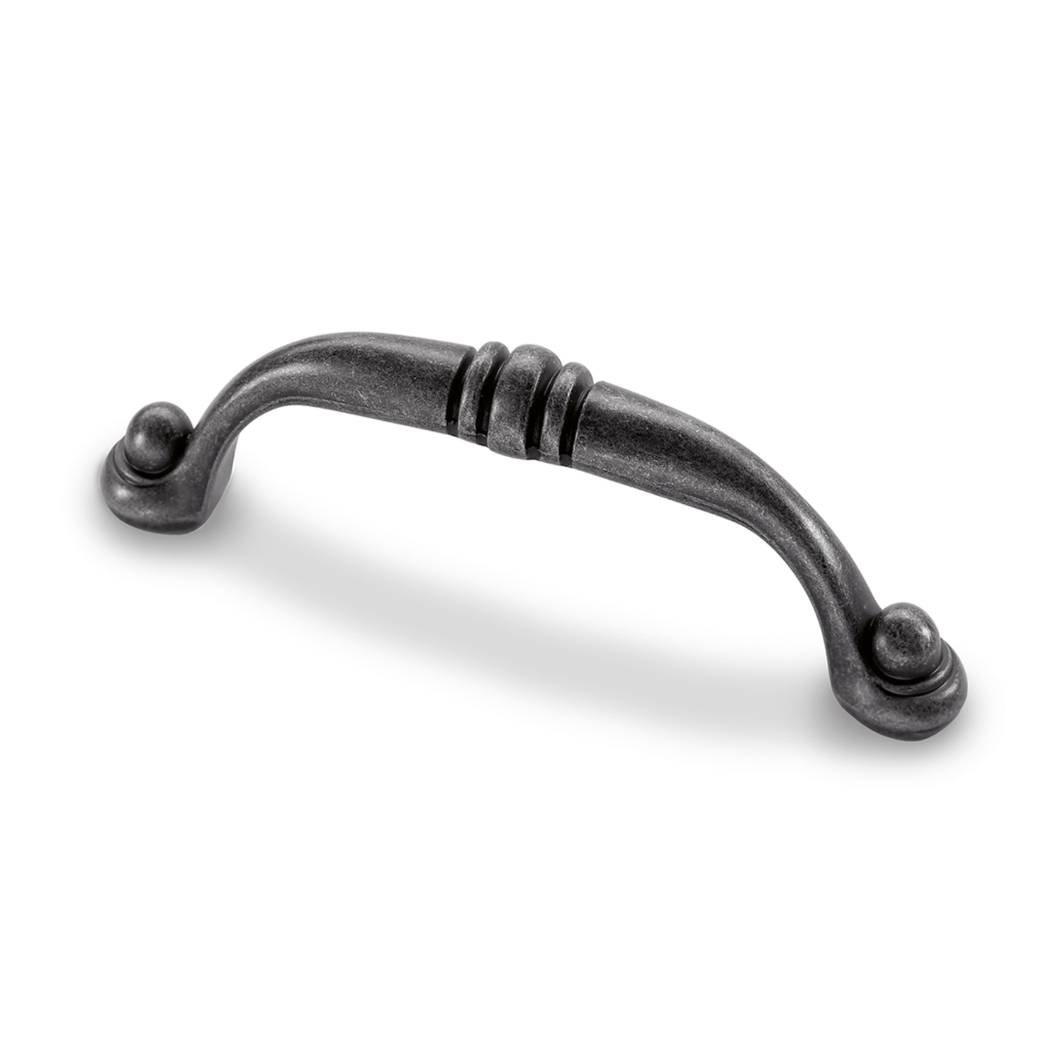 Poignée Alberta, entraxe de perçages 96, L 110 mm, B 14 mm, H 28 mm, aspect étain antique