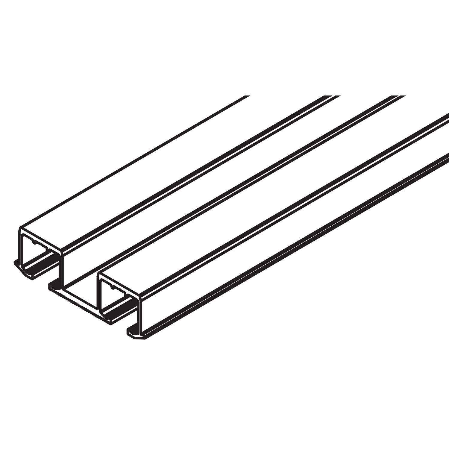 Rail roulement double Hawa Clipo 26/36, alu, à visser, ,3500mm