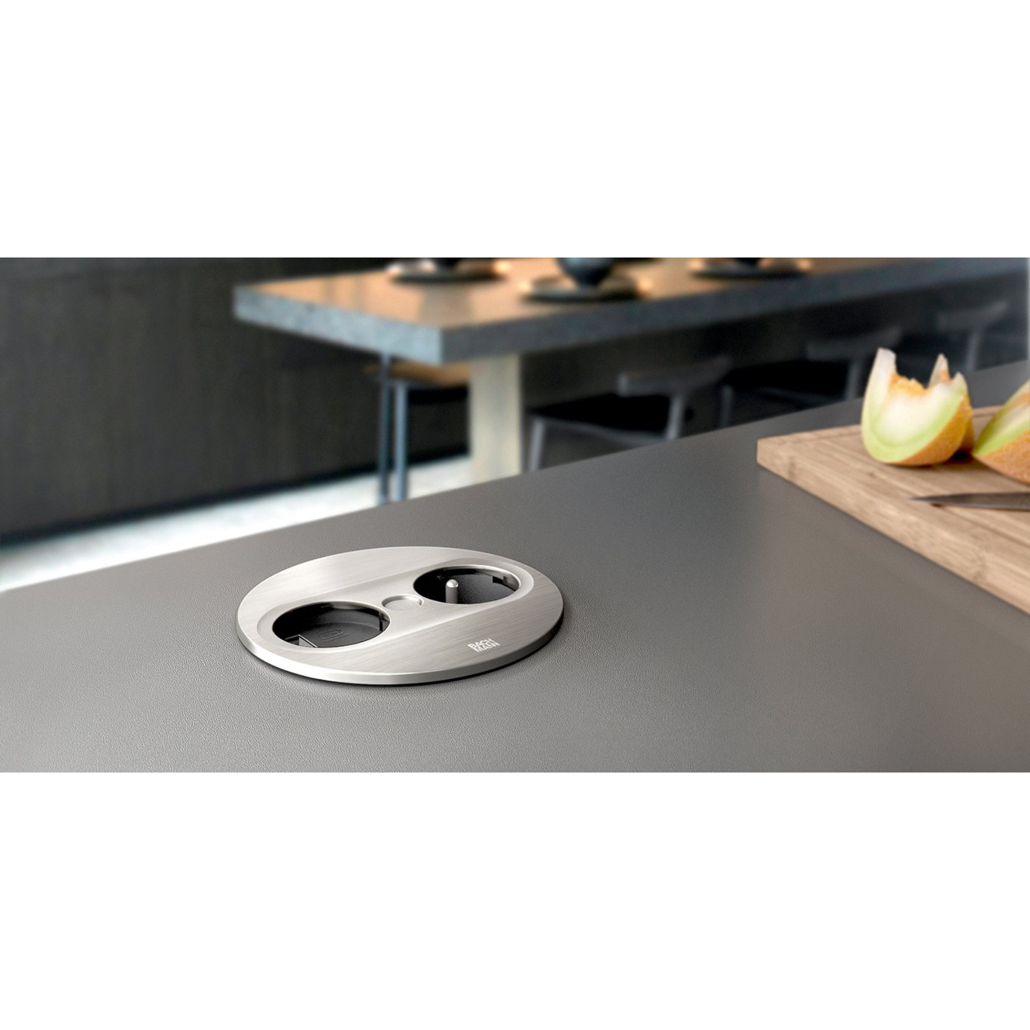 Twist2 rond rvs d-nl-l 2 stopcontacten