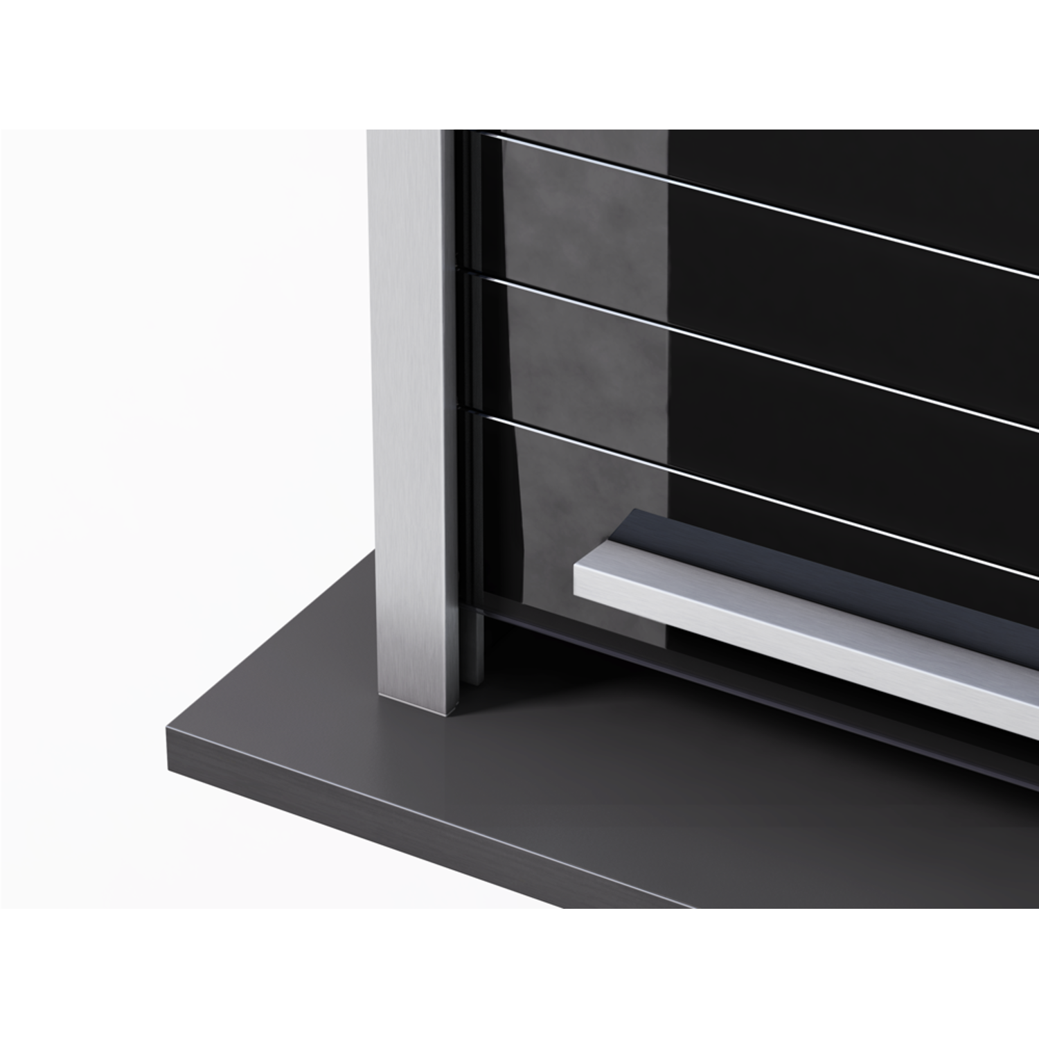 Quasar Reflex volet-verre 600 x 1500mm lacque noir inox look en applique