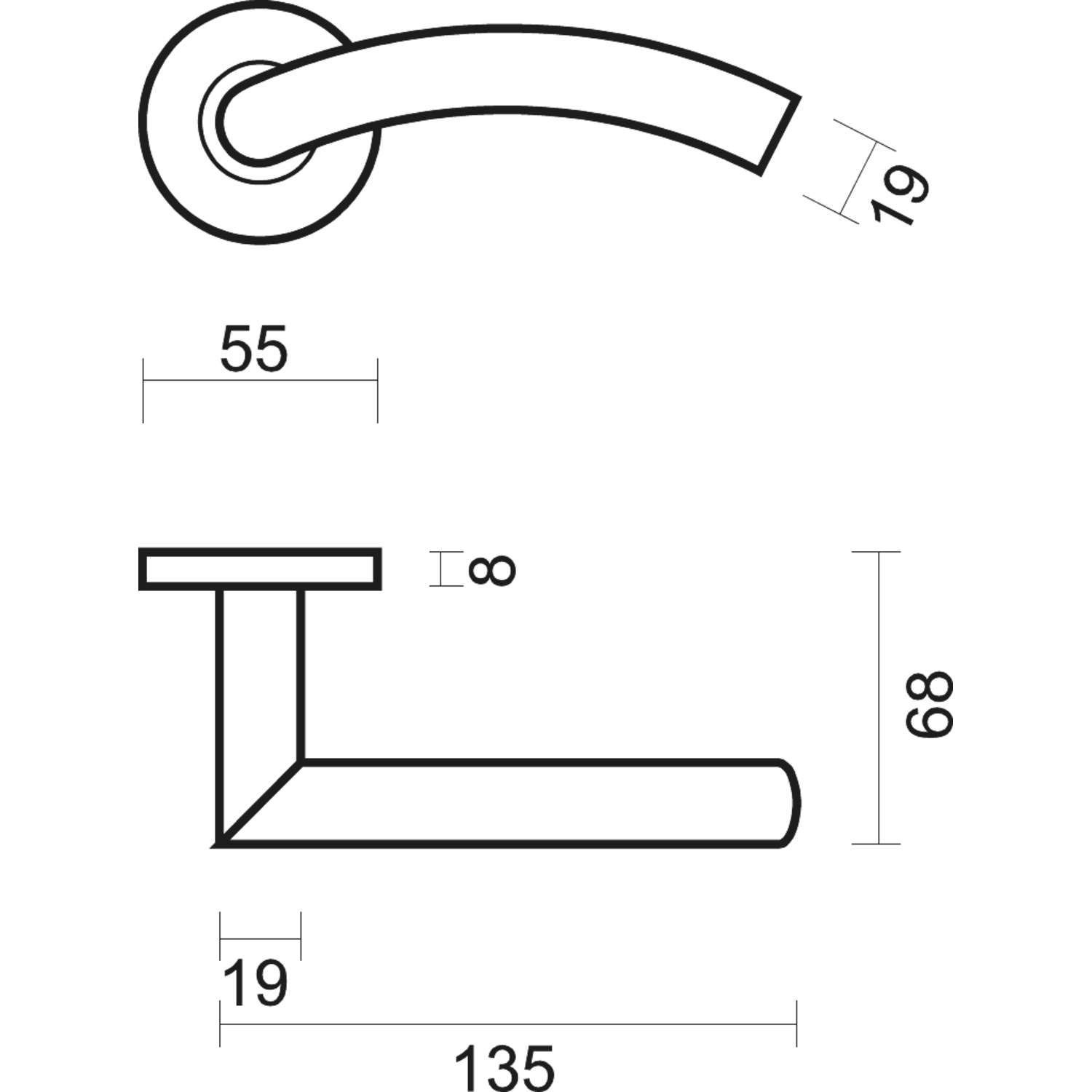 Béquille Pro gi shape 19mm noir r+e cyl 
