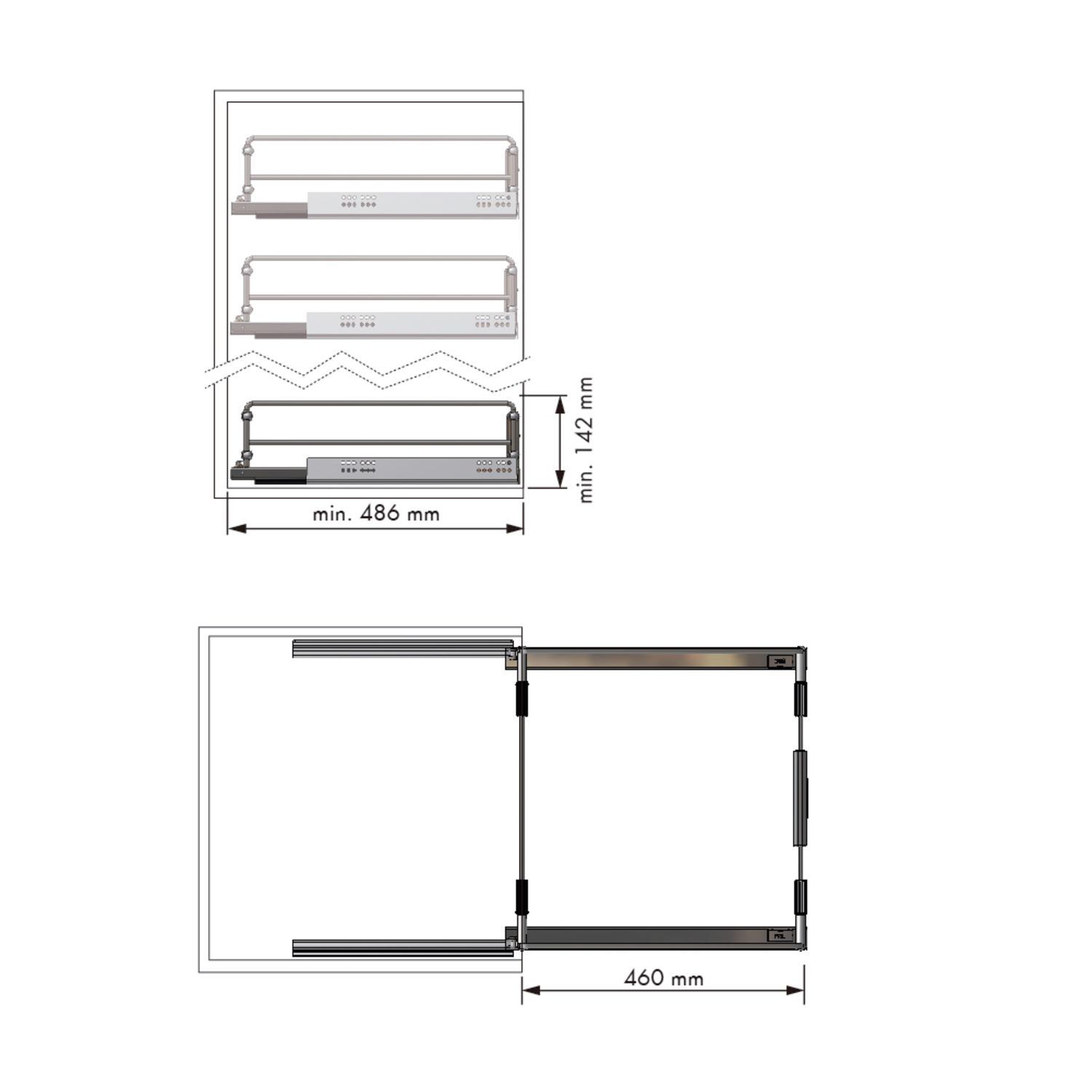 Amari corbeille extractible 900-1000 gris 