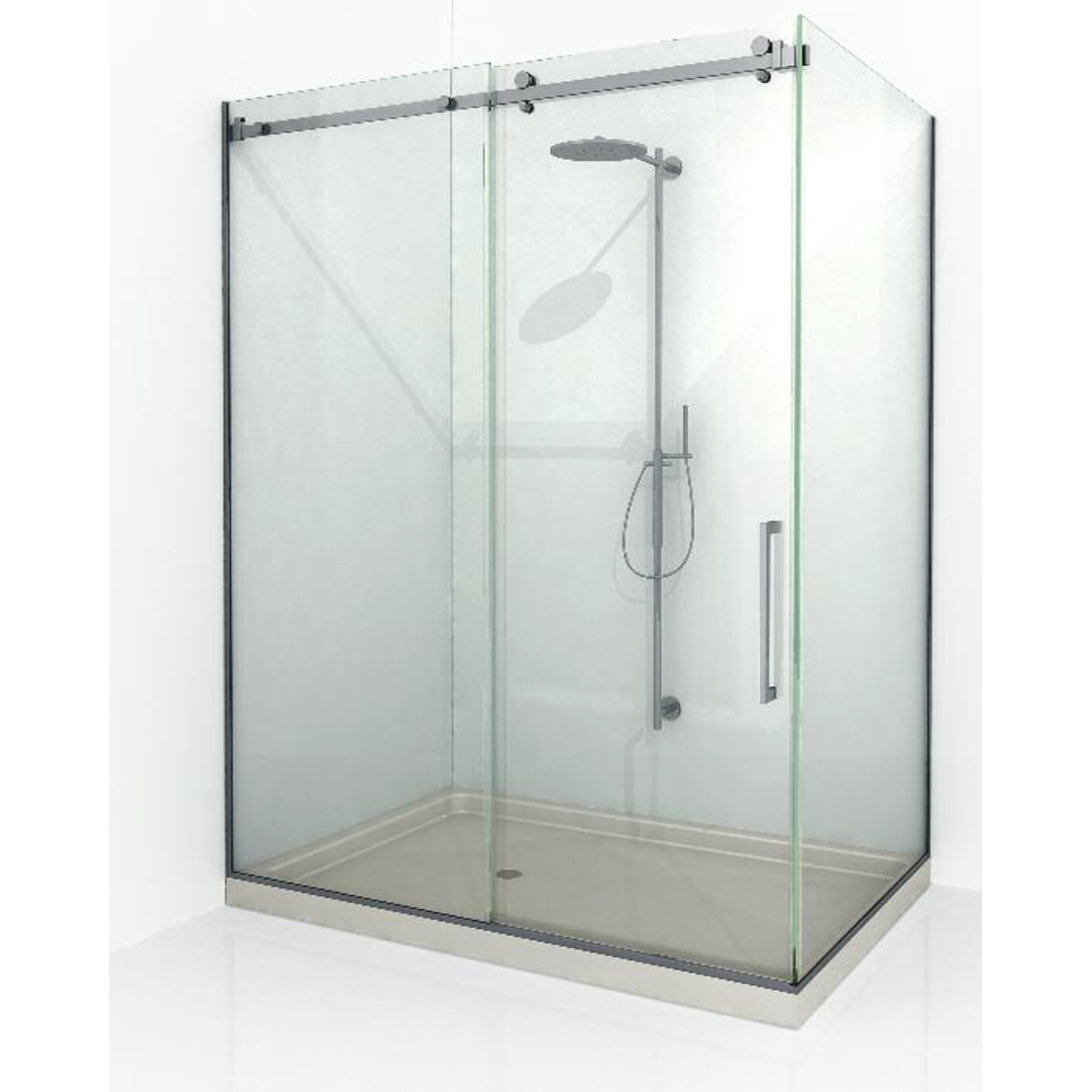 Toebehoren douche met schuifdeur wand/glas met frameprofiel voor vaste glaspanelen, voor 8 mm glas, glanzend rvs