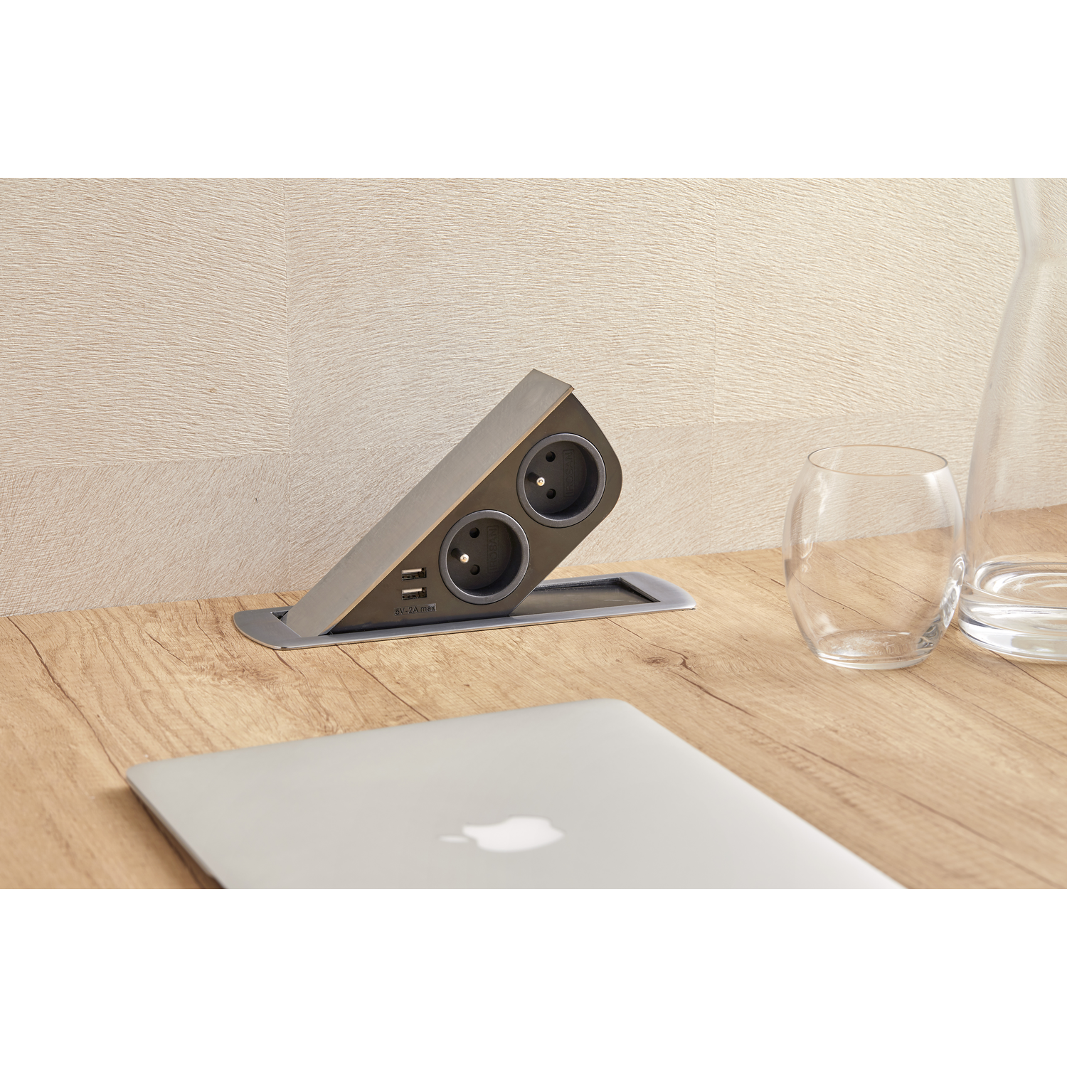 Cizo bloc pop up nl/dl/l 2x16a-2xusb 2a chrome 