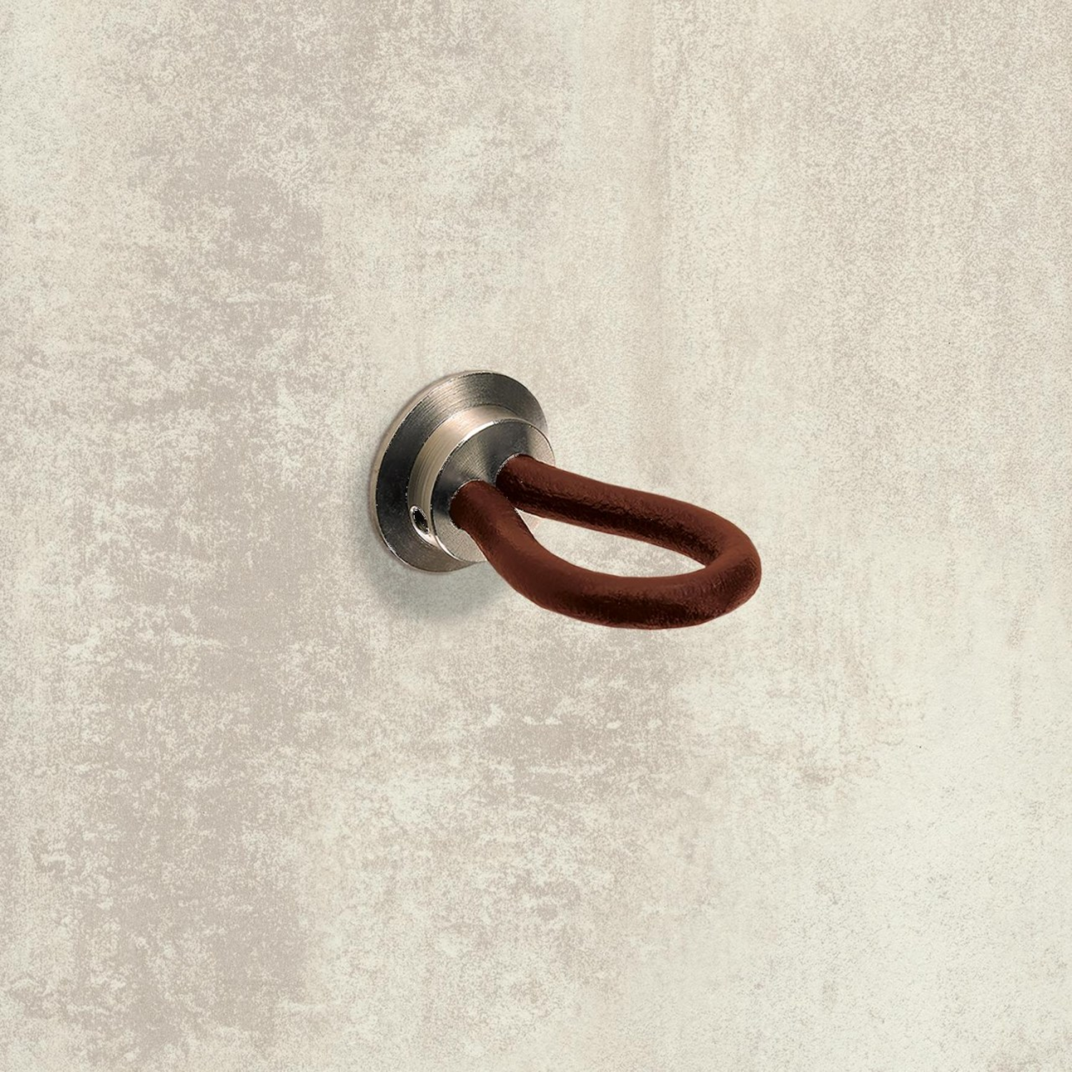 Bouton Filaga, L 20 mm, H 32 mm, cuir brun foncé / nickelé mat
