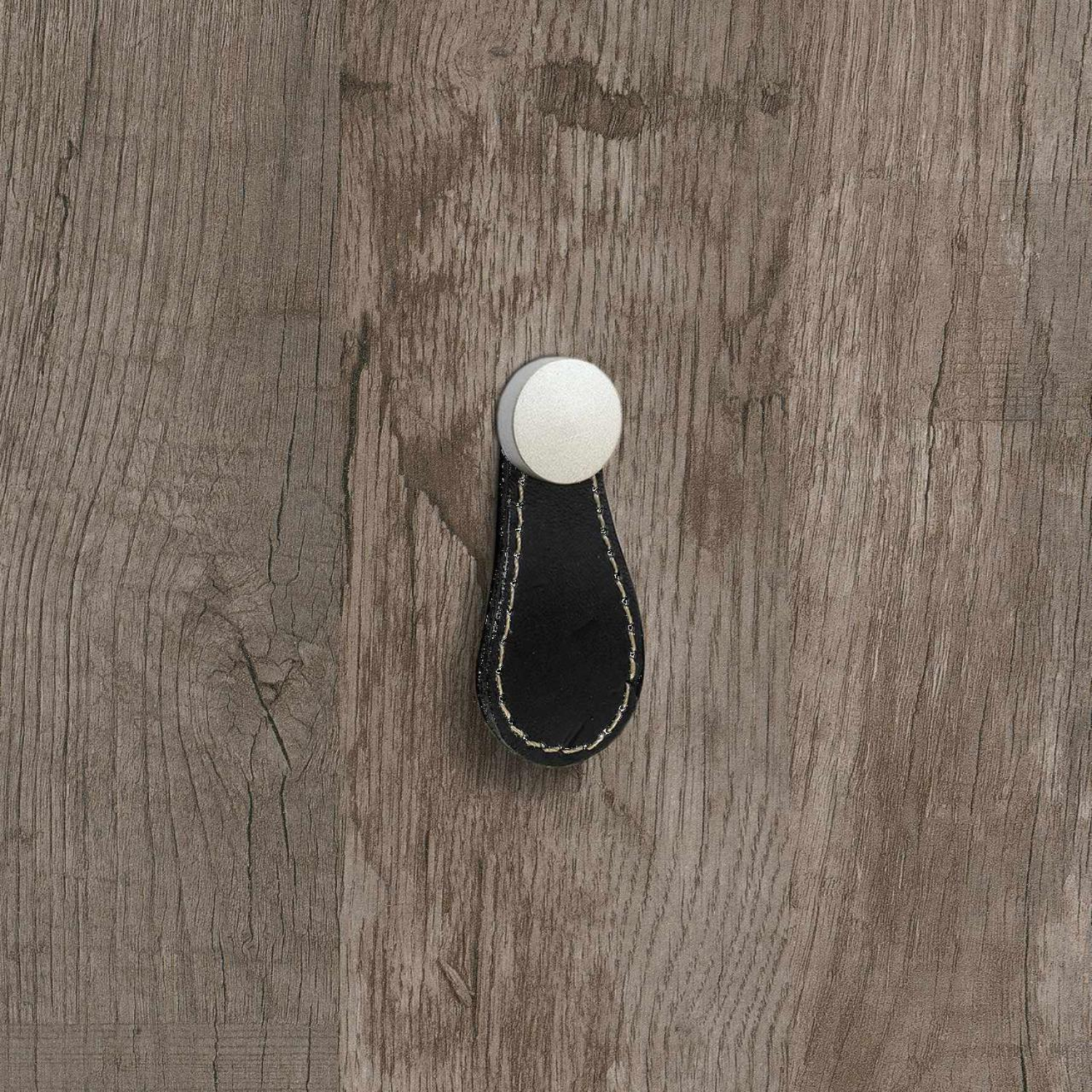 Bouton Galati, L 27 mm, H 57 mm, cuir noir