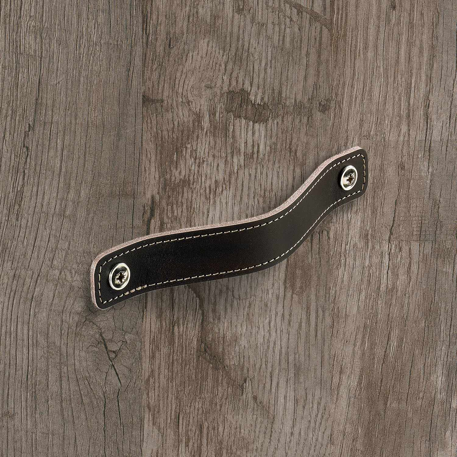 Poignée Nica, entraxe de perçages 96, L 123 mm, B 25 mm, H 3 mm, cuir brun foncé