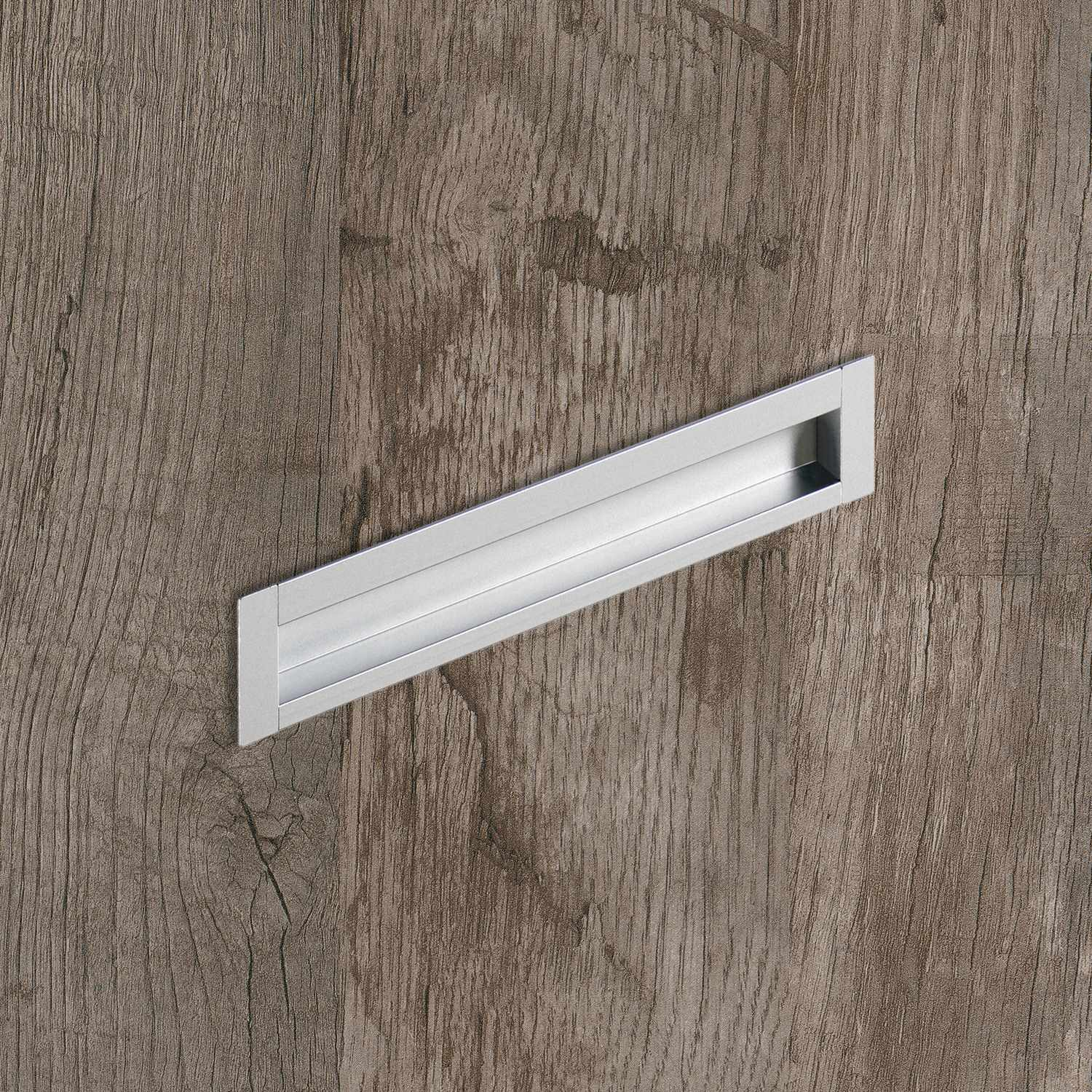 Poignée d'insertion Nidum, entraxe de perçages 128, L 143 mm, B 35 mm, aspect aluminium