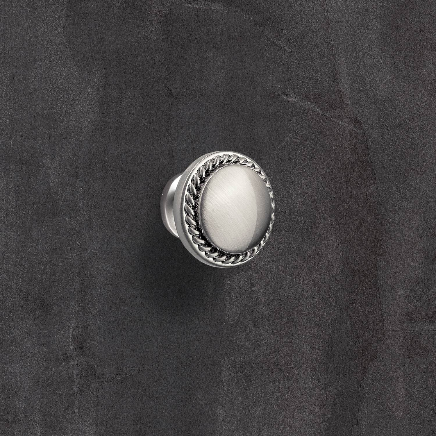 Bouton Salemi, H 23 mm, ø 30 mm, aspect inox brossé