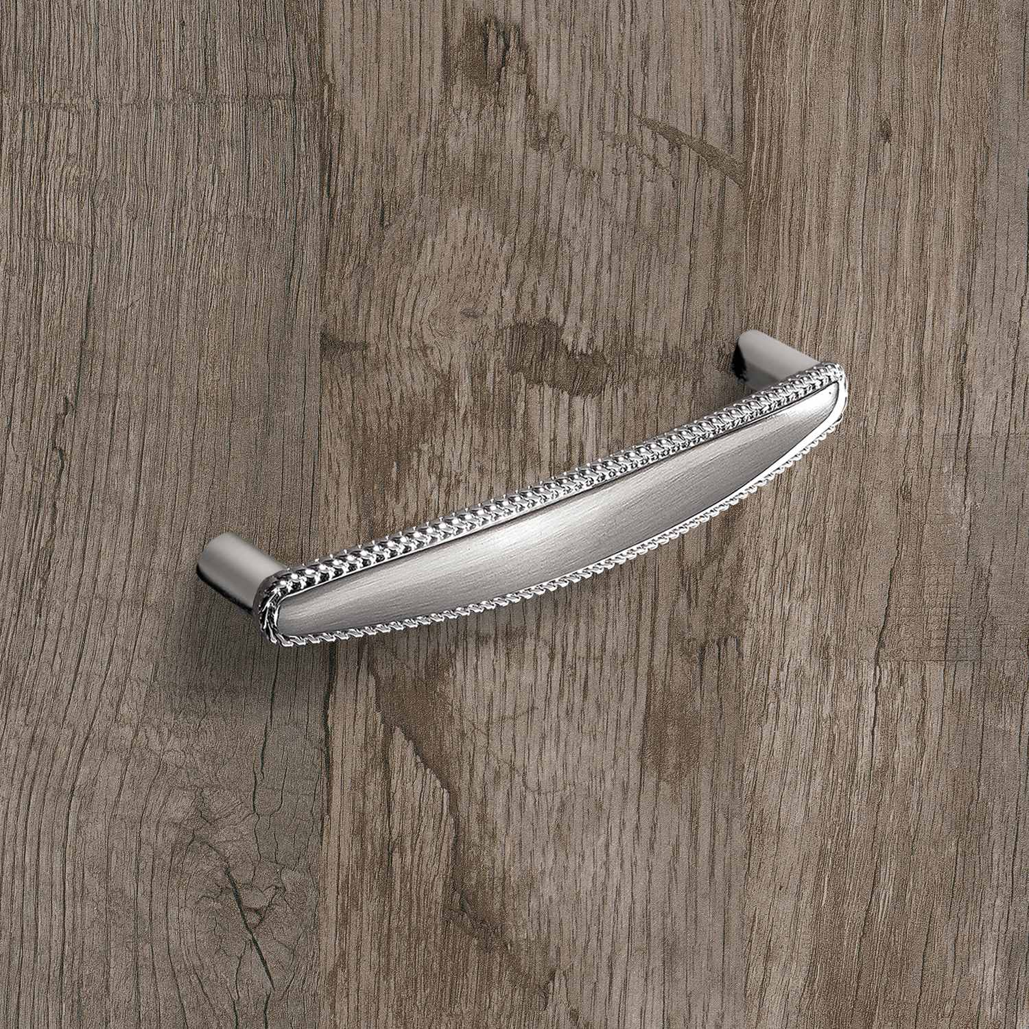 Poignée Savelli, entraxe de perçages 128, L 140 mm, B 18 mm, H 29 mm, aspect inox brossé