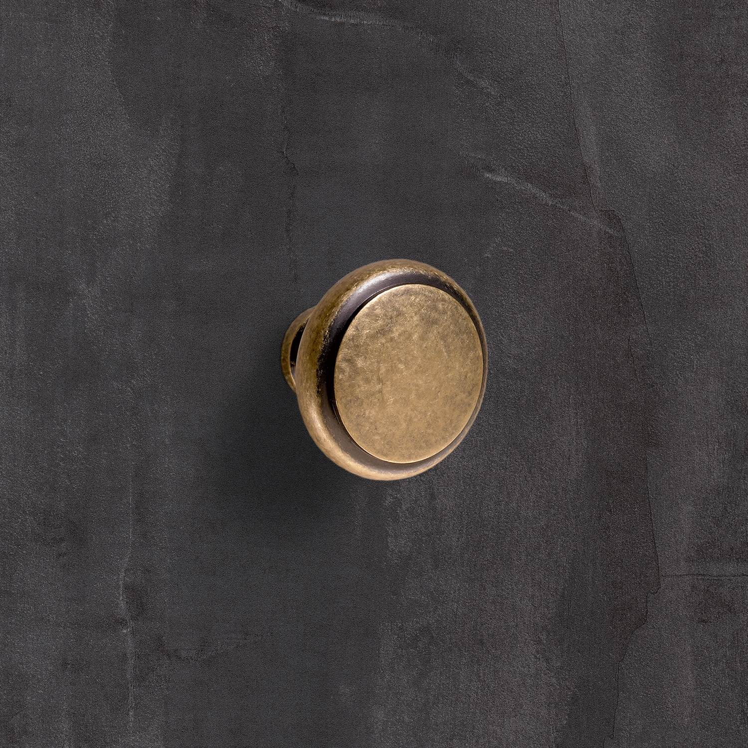 Bouton Solva, H 23 mm, ø 30 mm, aspect laiton antique