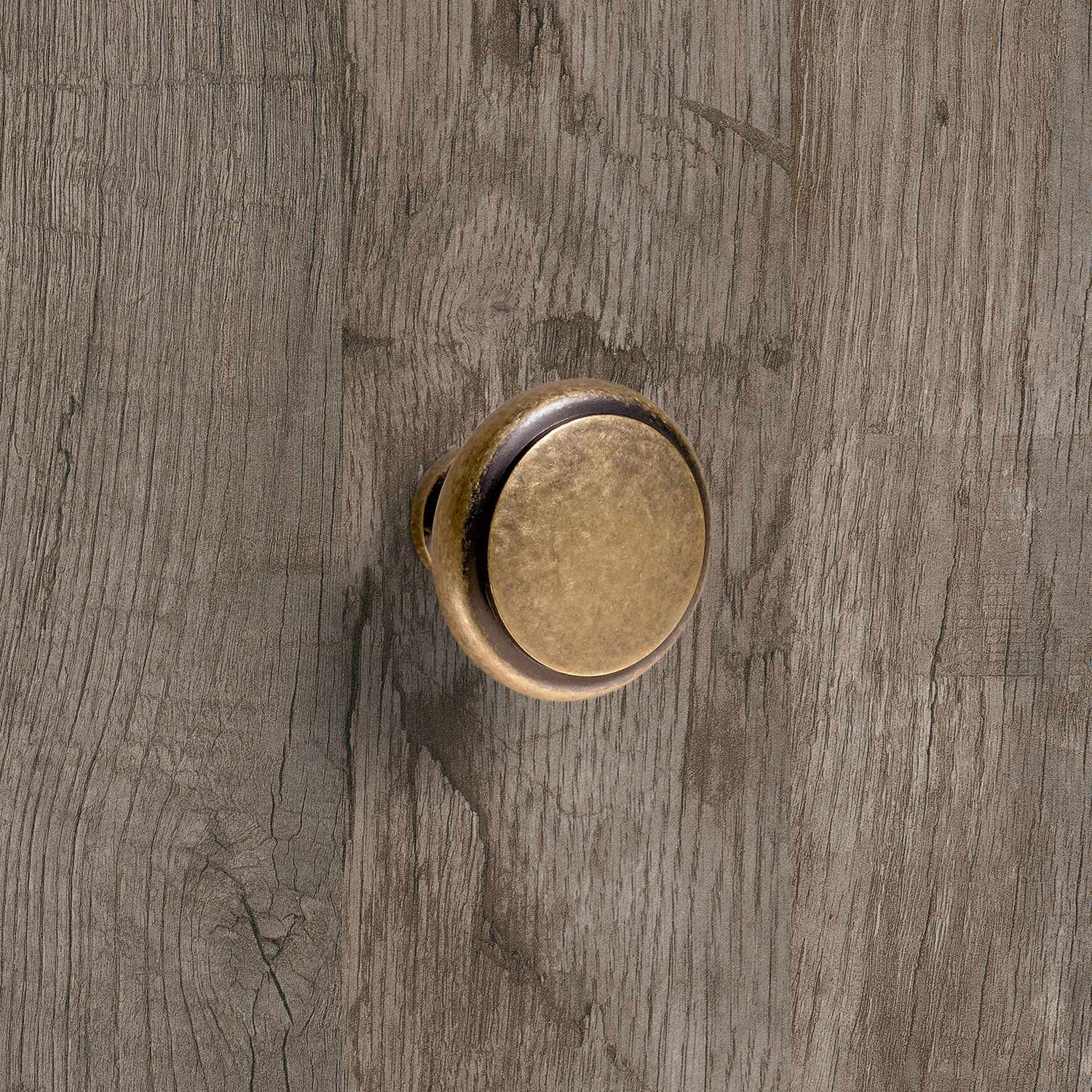 Bouton Solva, H 23 mm, ø 30 mm, aspect laiton antique