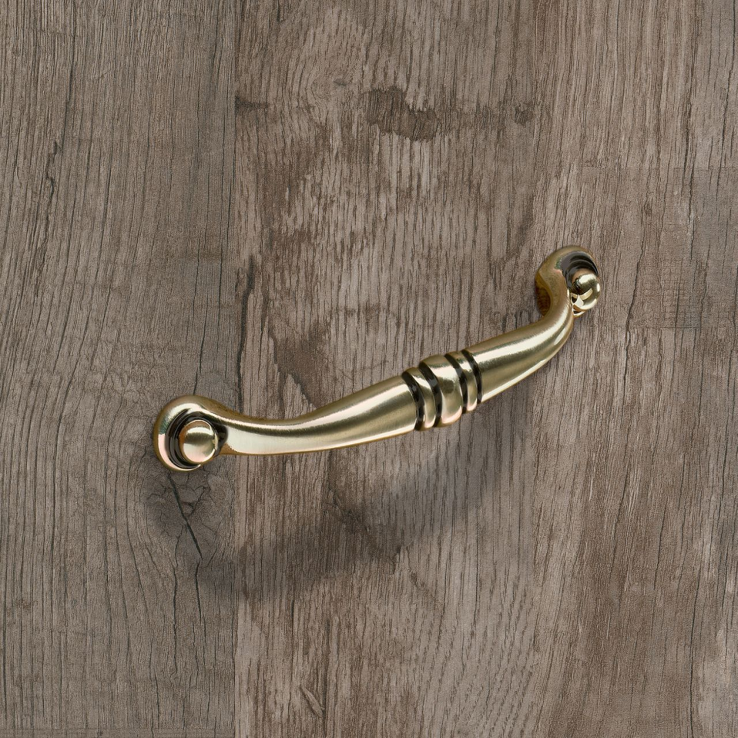 Poignée Alberta, entraxe de perçages 96, L 110 mm, B 14 mm, H 28 mm, aspect laiton antique