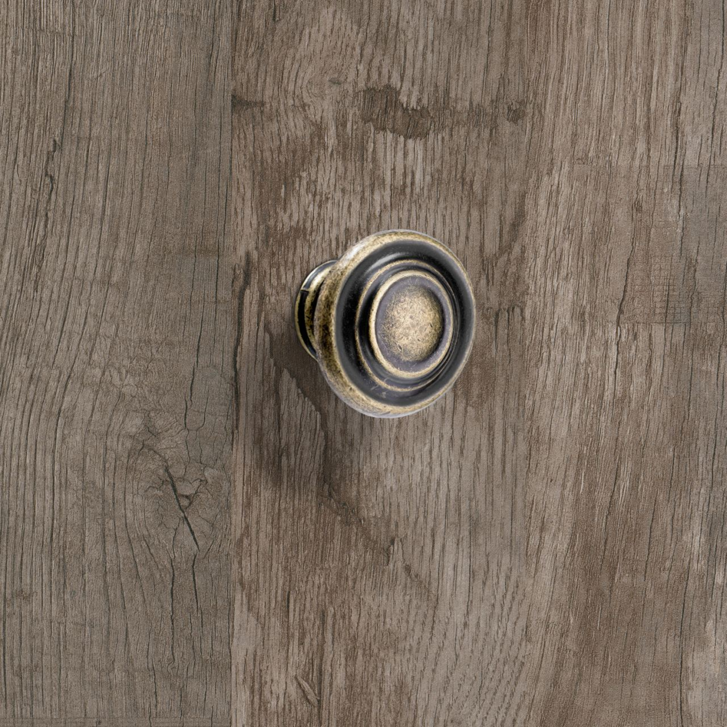 Bouton Essa, H 25 mm, ø 32 mm, aspect laiton antique