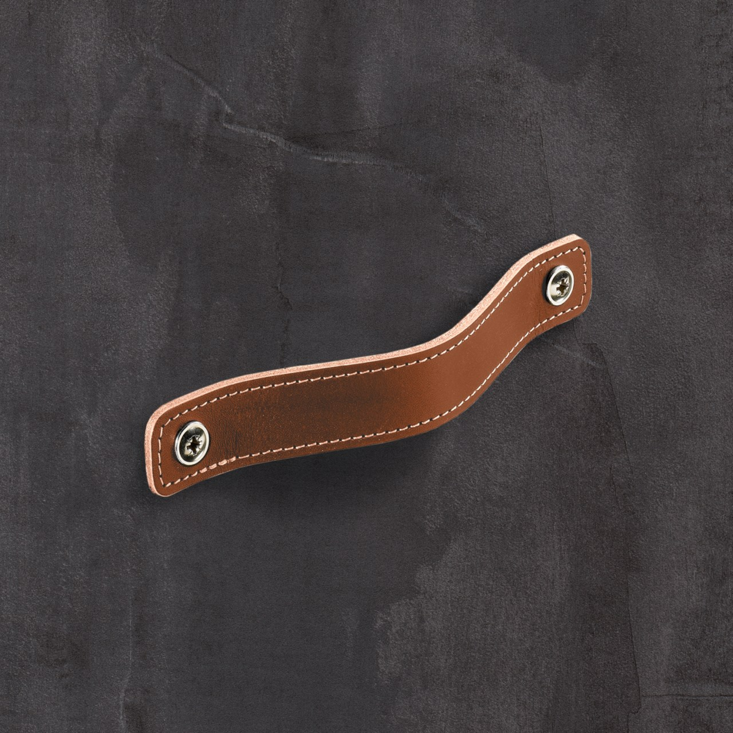 Poignée Nica, entraxe de perçages 64, L 94 mm, B 25 mm, H 3 mm, cuir brun clair