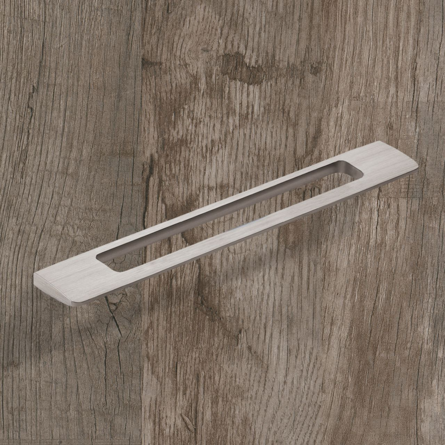 Poignée Nubia, entraxe de perçages 256, L 373 mm, B 8 mm, H 35 mm, aspect inox brossé
