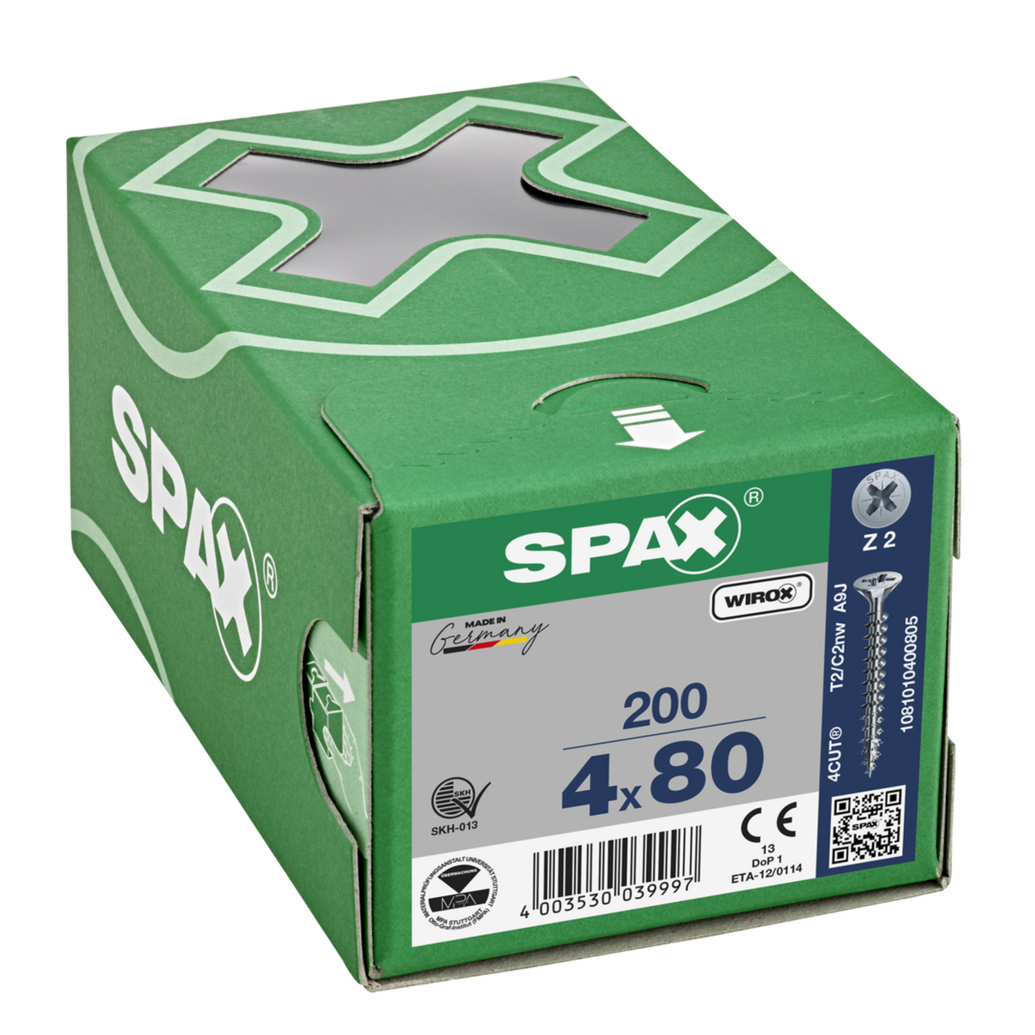 Houtschroef SPAX-S PK Pozidrive met verzonken kop 4 x 80