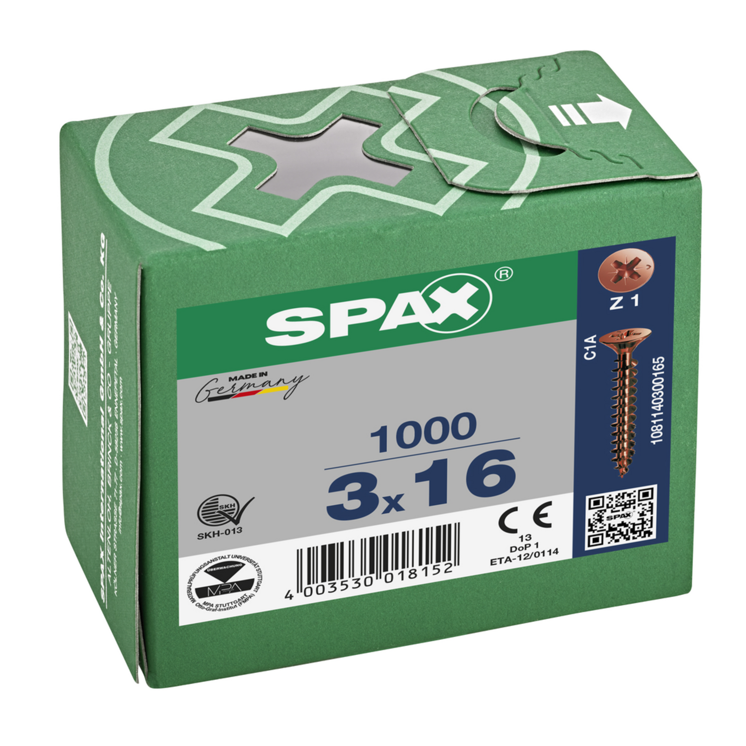 Vis à bois SPAX-S bronze TP Pozidrive avec tête fraisée 3 x 16