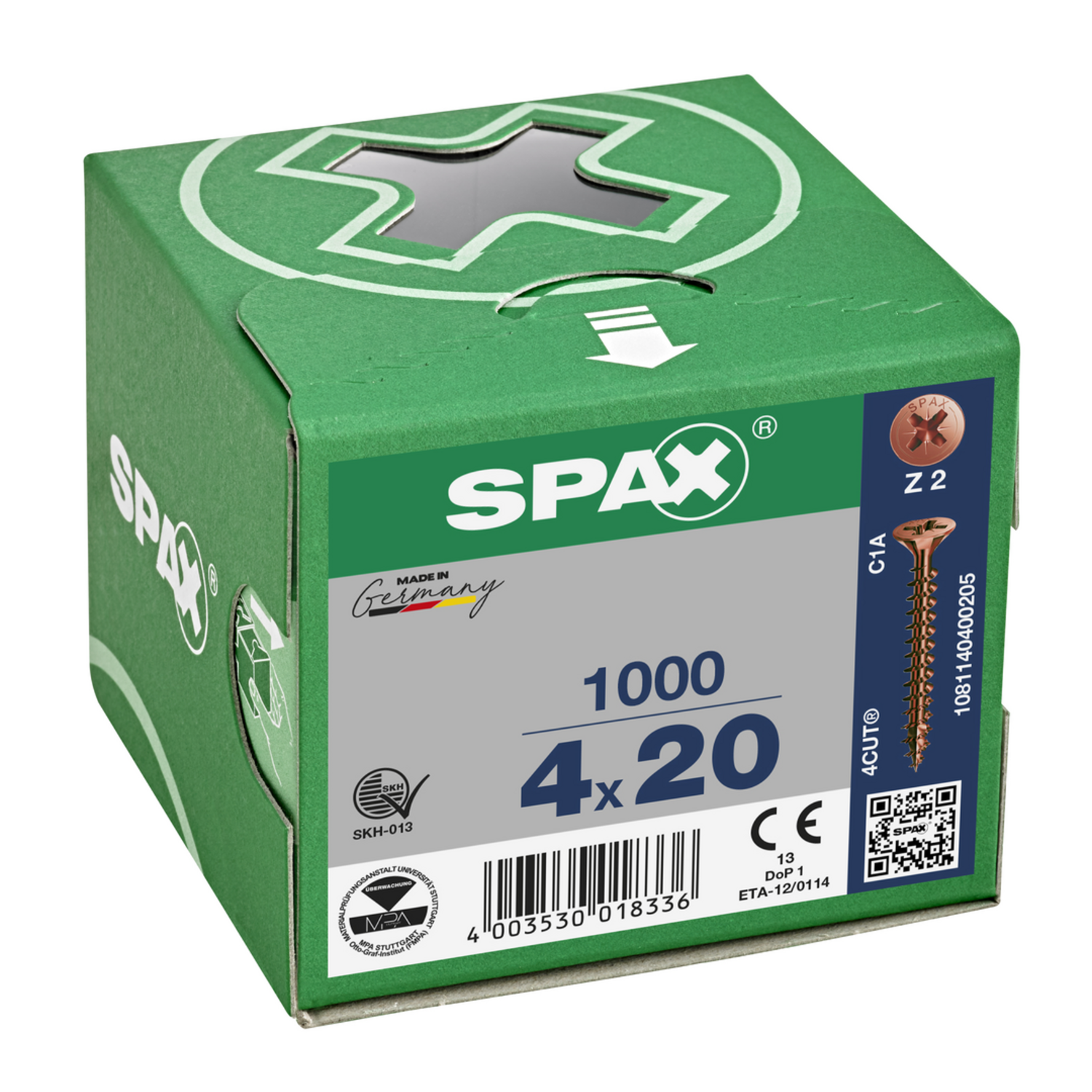 Vis à bois SPAX-S bronze TP Pozidrive avec tête fraisée 4 x 20