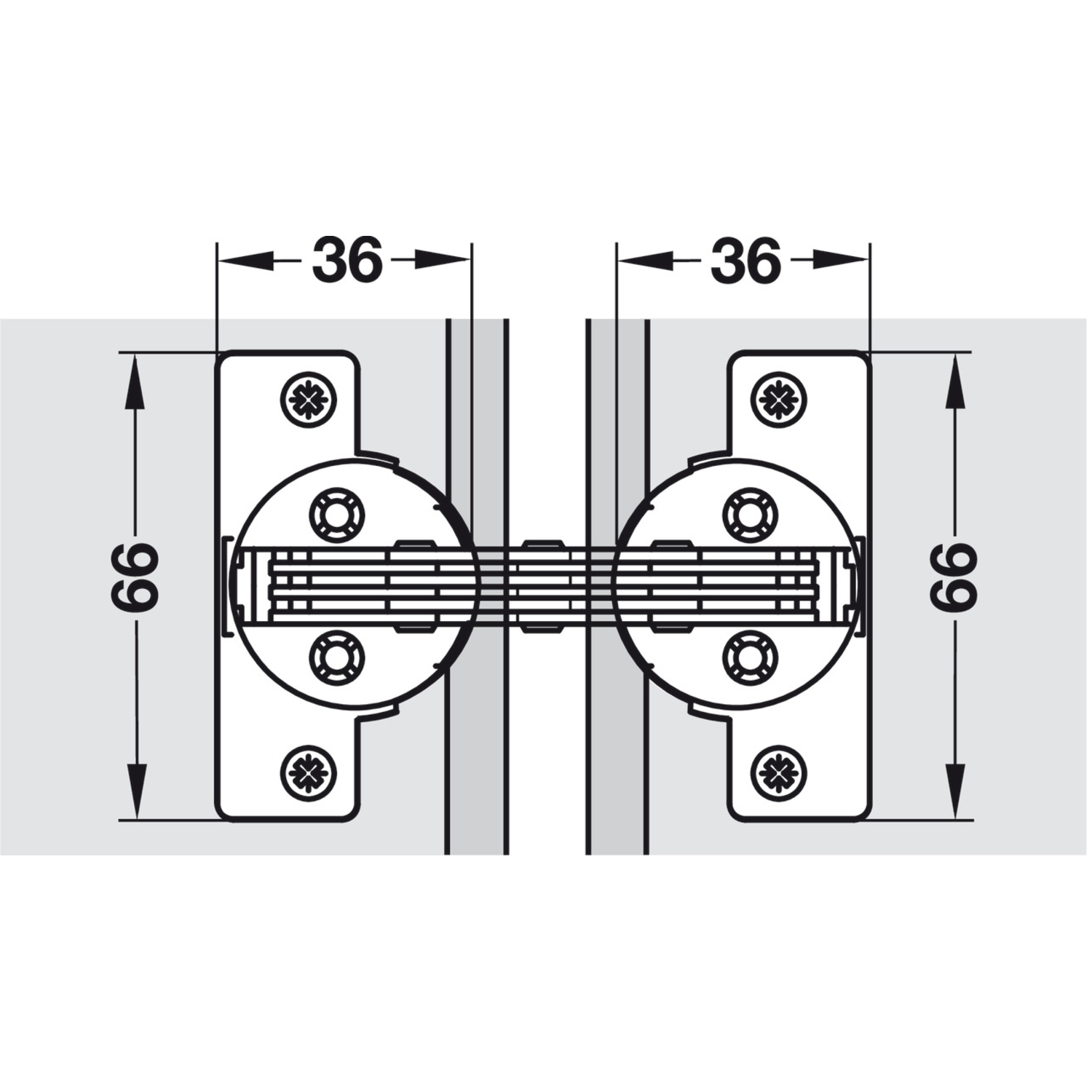 Verstekscharnier, GS 22,5, openingshoek 120°