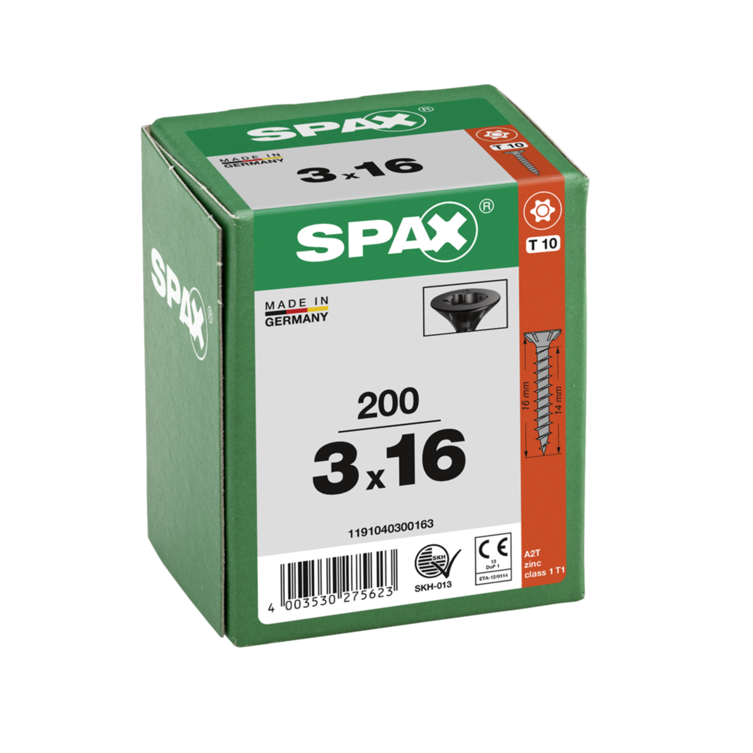 Houtschroef zwart SPAX-S PK Pozidrive met verzonken kop 3 x 16