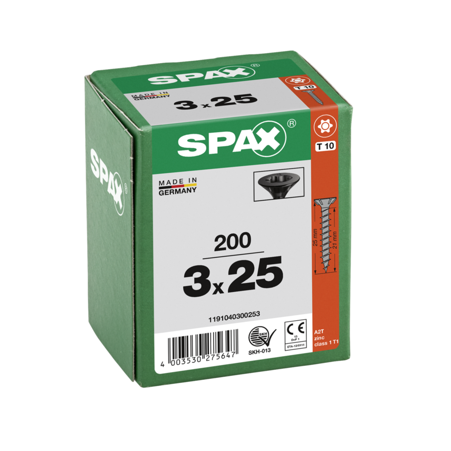 Houtschroef zwart SPAX-S PK Pozidrive met verzonken kop 3 x 25
