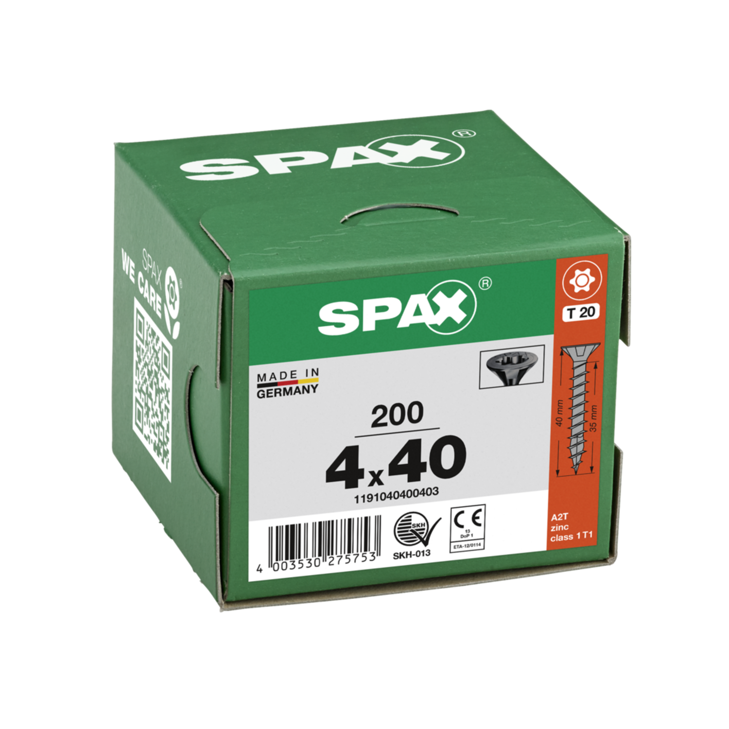 Vis à bois noir SPAX-S TP Pozidrive avec tête fraisée 4 x 40