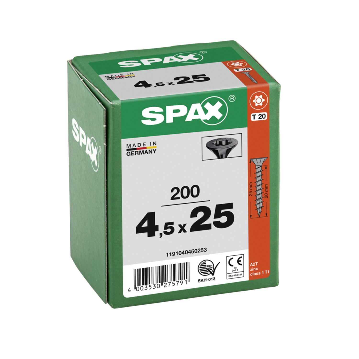 Houtschroef zwart SPAX-S PK Pozidrive met verzonken kop 4.5 x 25