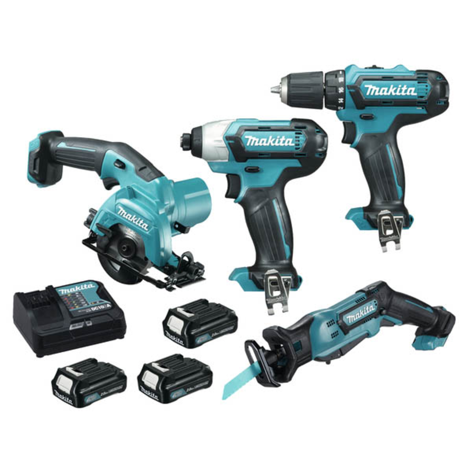 Makita combopack 10.8v 4machines+3batter.+chargeur td101d + df331d + hs301d + jr103d