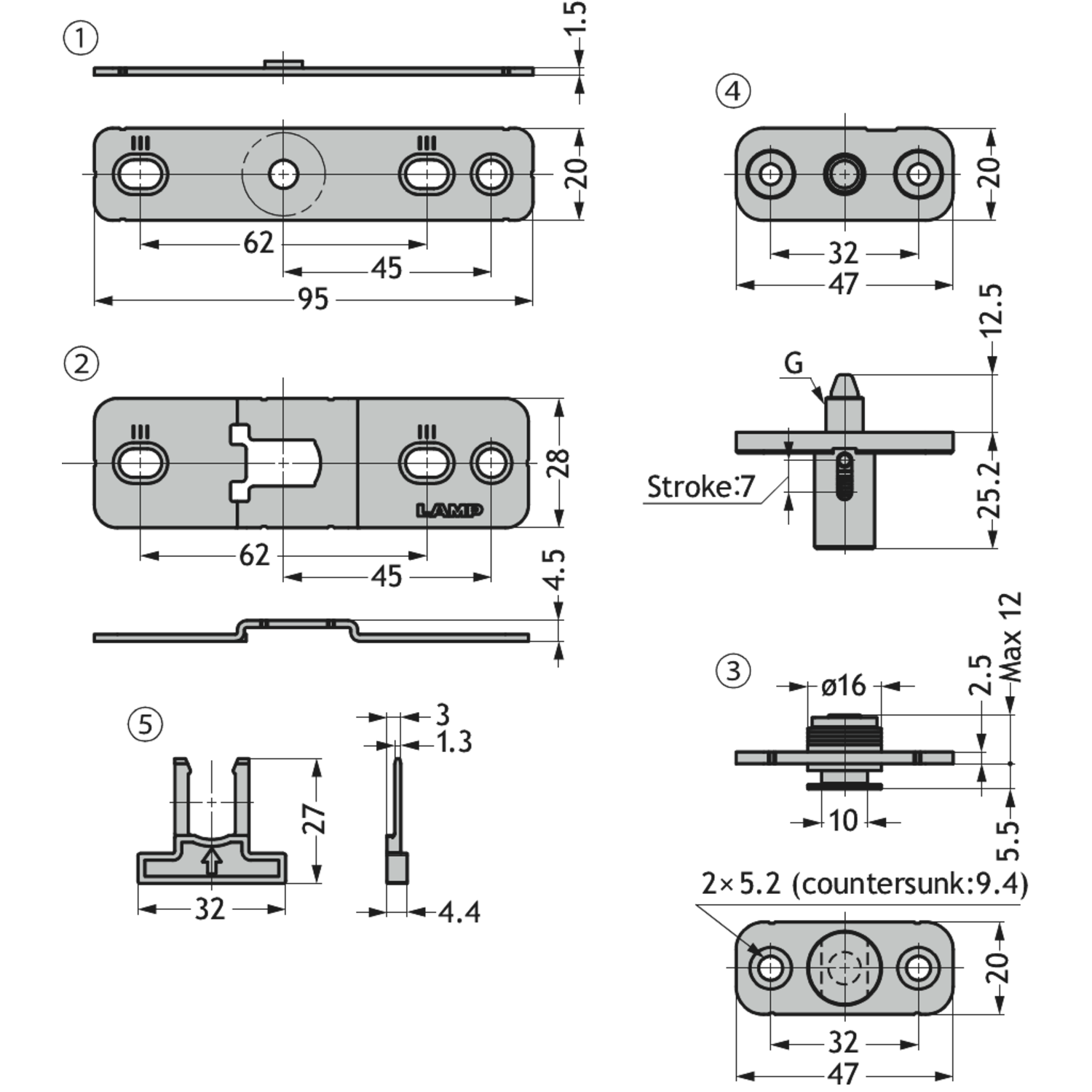 Pth30 pivot charnière coupleur-set inox 