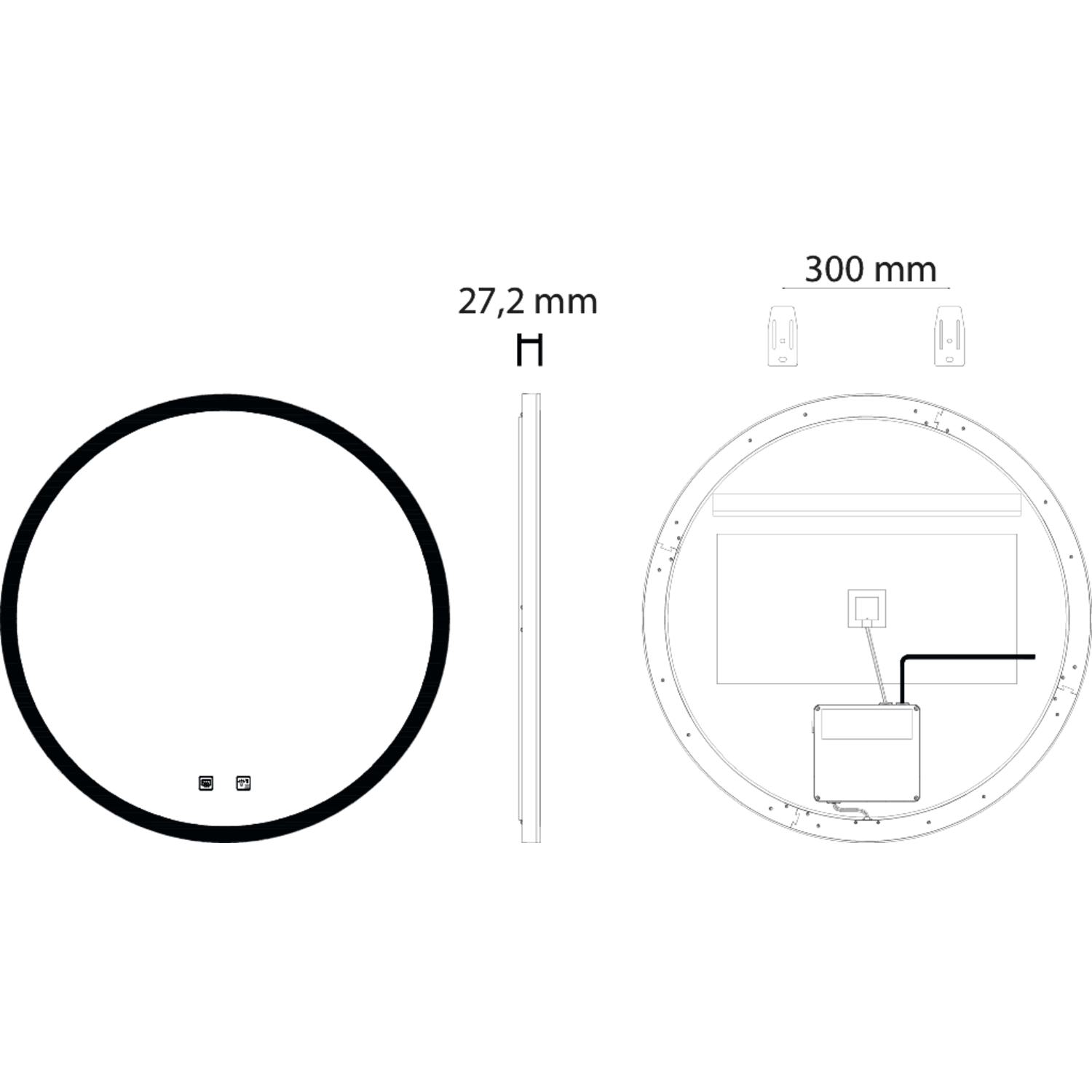 Miroir rond d600mm+miroir chauff.+variat kelvin 