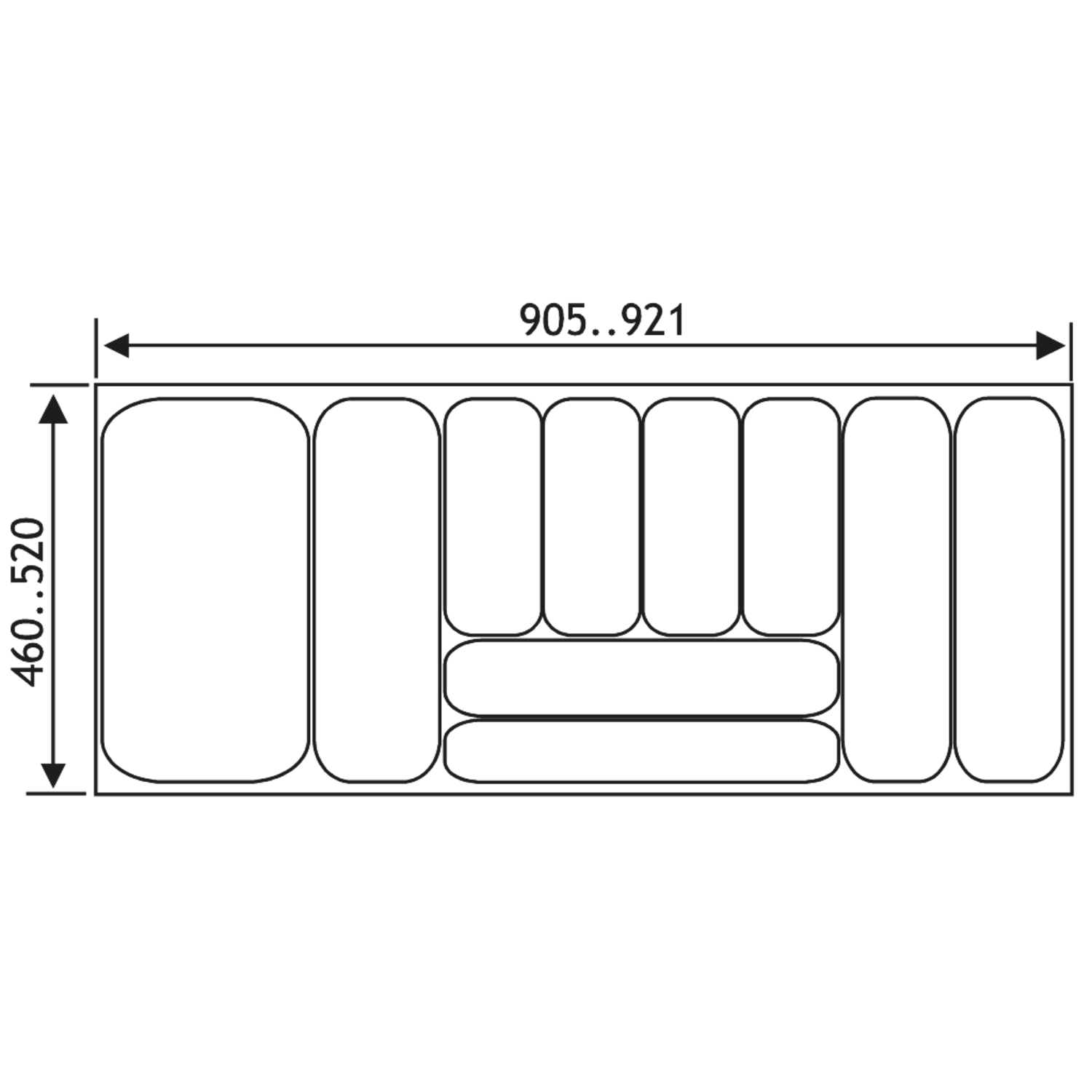 Insert tiroir flexy l921-905 x p520-460mm anthracite