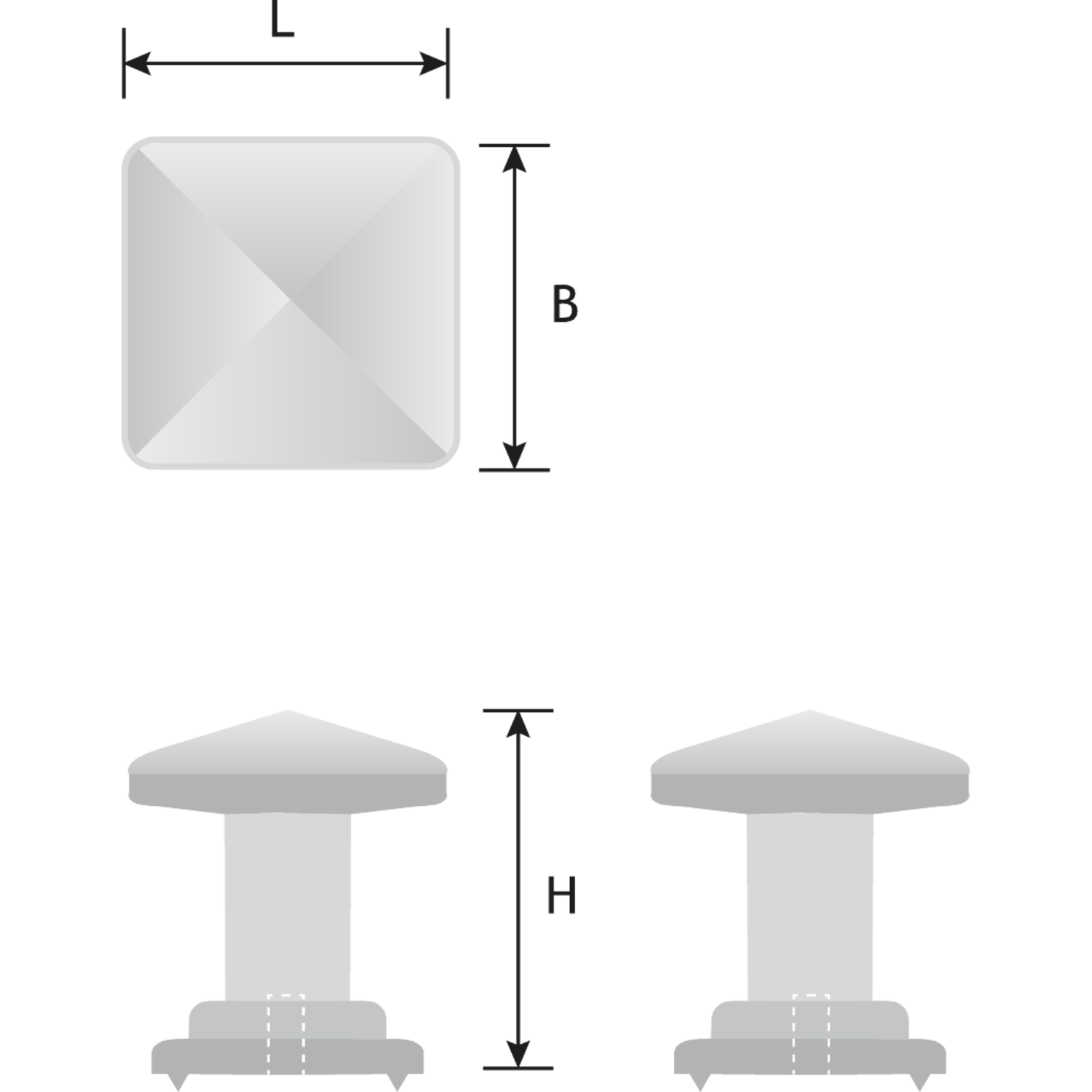Knop tower square+achterplaatje mat ijzerkleur