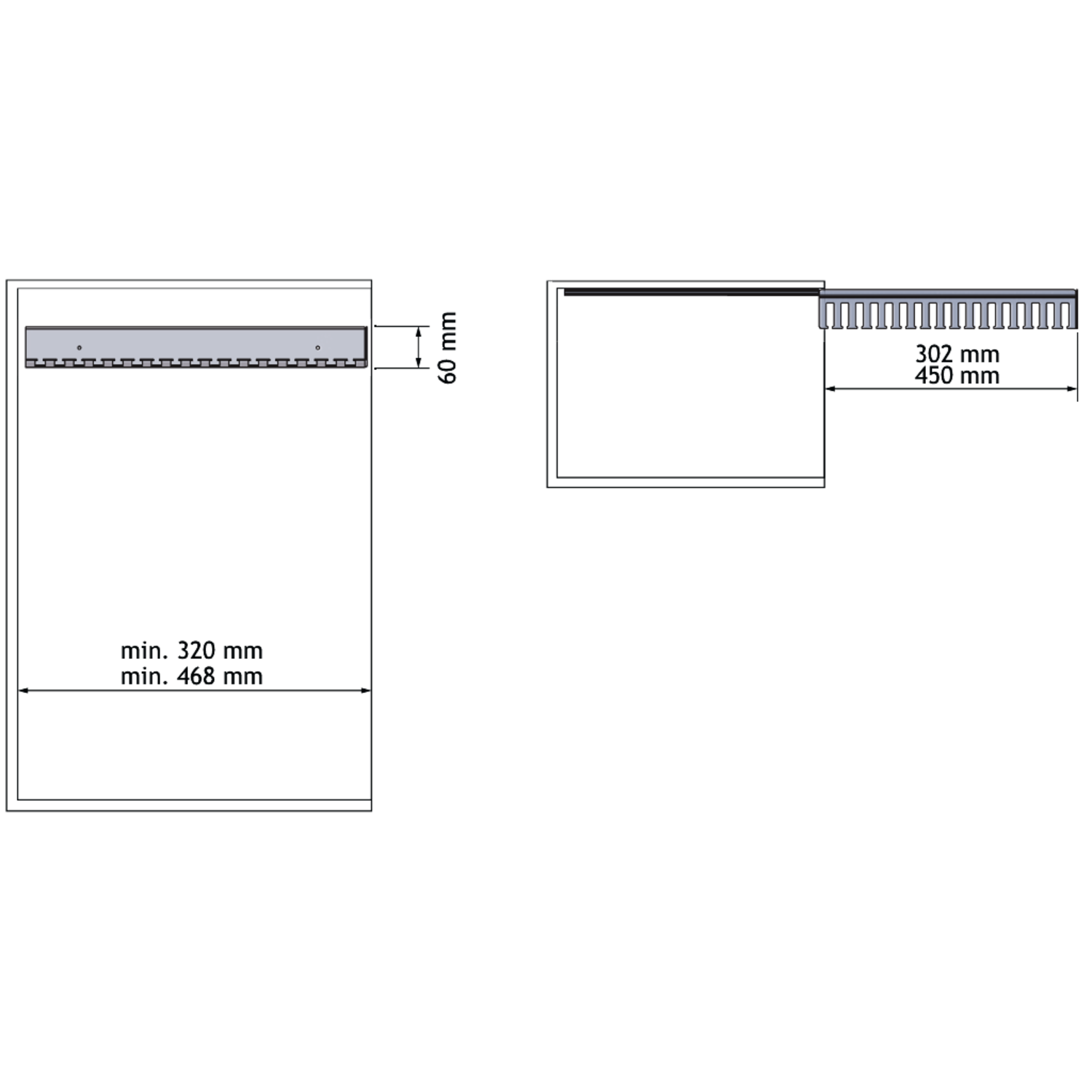 Chic line dassenhouder antraciet  l.458mm rechts
