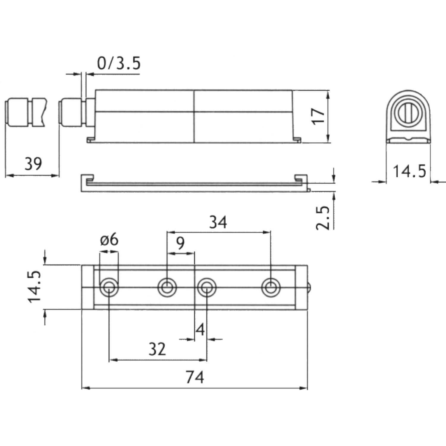 Touche-lach reglable grand aimant noir 40mm 