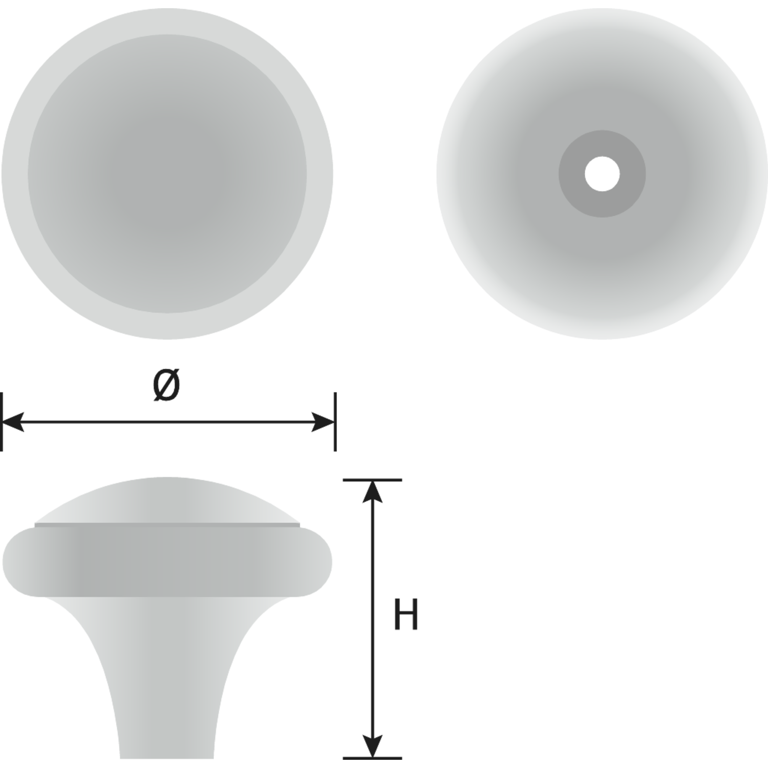 Bouton snowdon fonte noir d38mm 