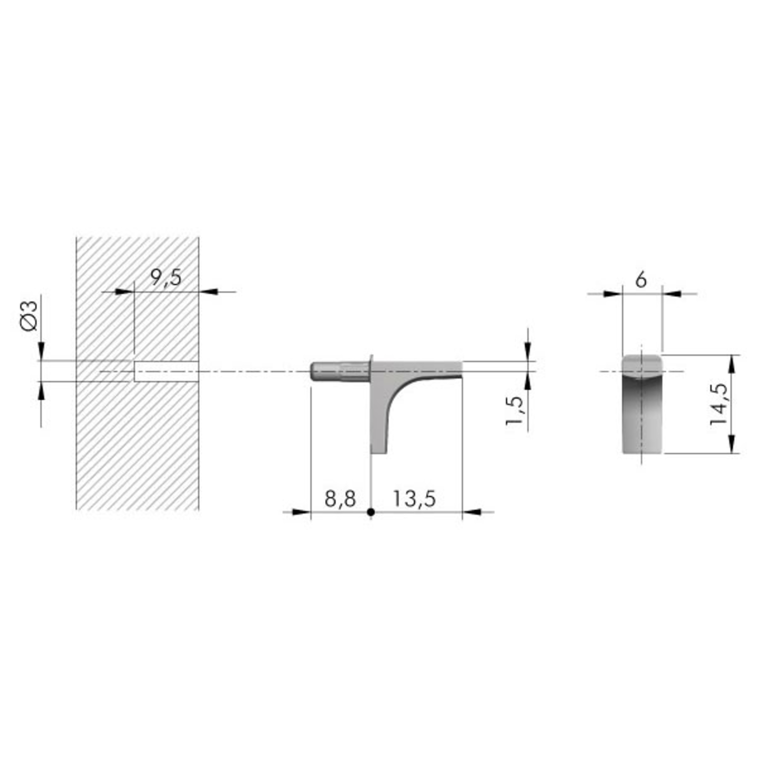 Taquet K-Line nickel ø3mm 